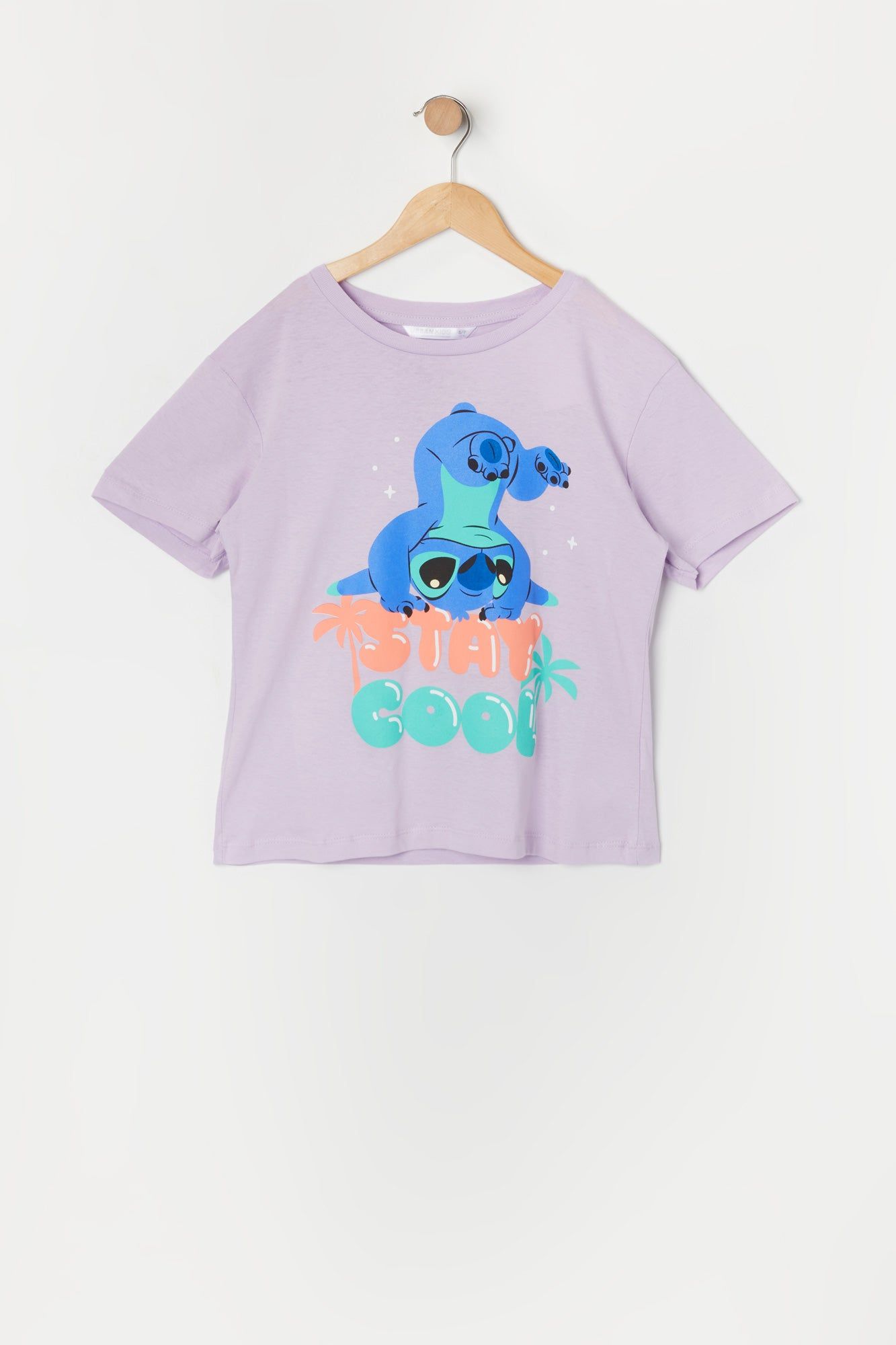 Girls Lilac Stitch Graphic T-Shirt sold by Urban Planet
