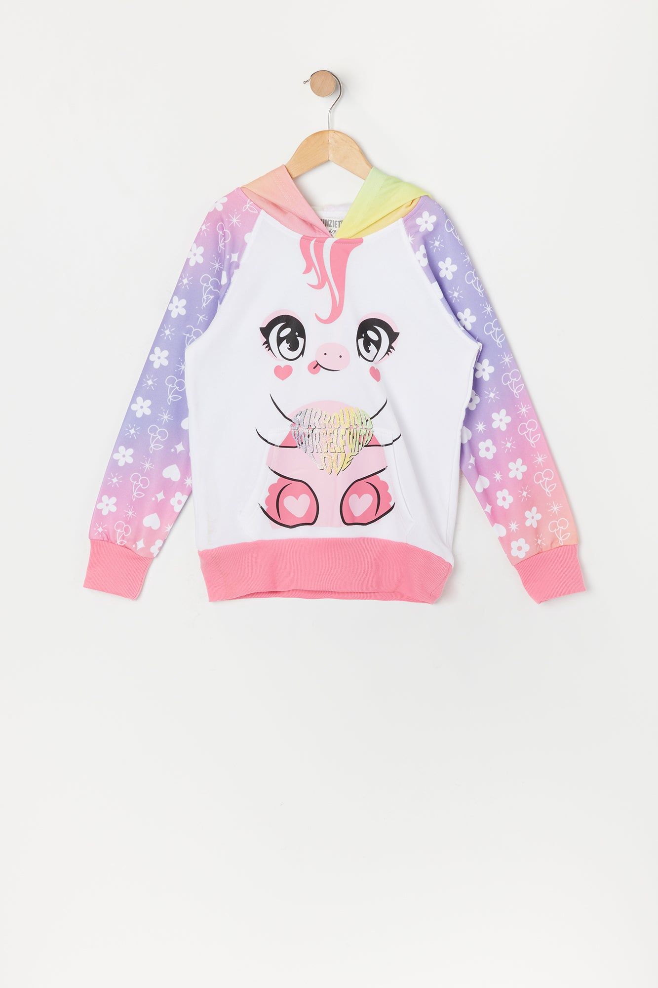 Girls Rainbow Unicorn Character Hoodie sold by Urban Planet product image thumbnail 3