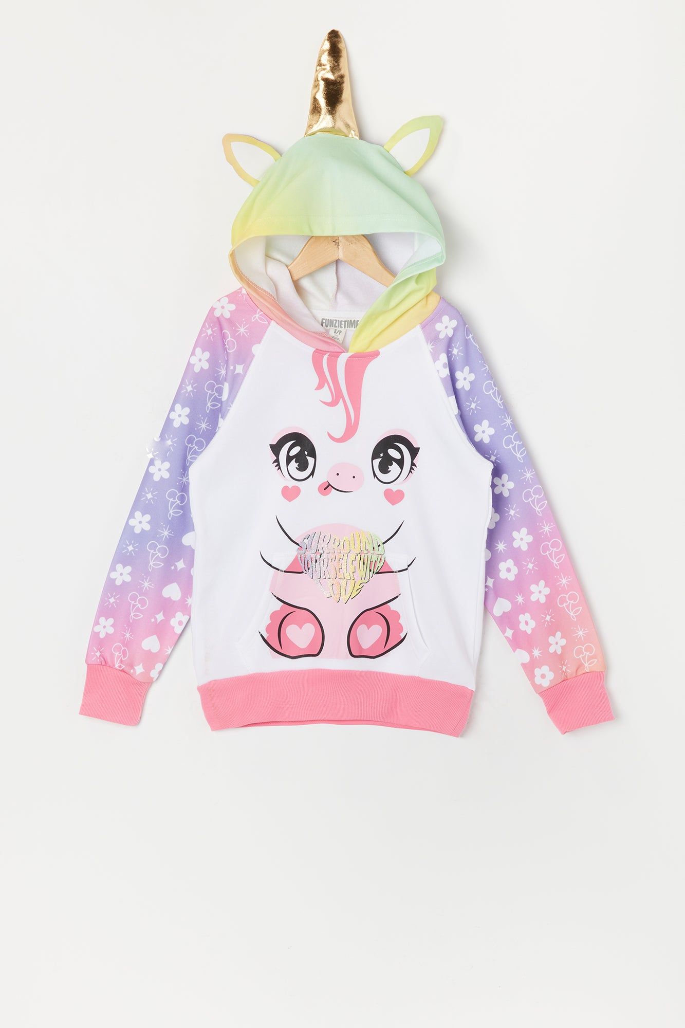 Girls Rainbow Unicorn Character Hoodie sold by Urban Planet