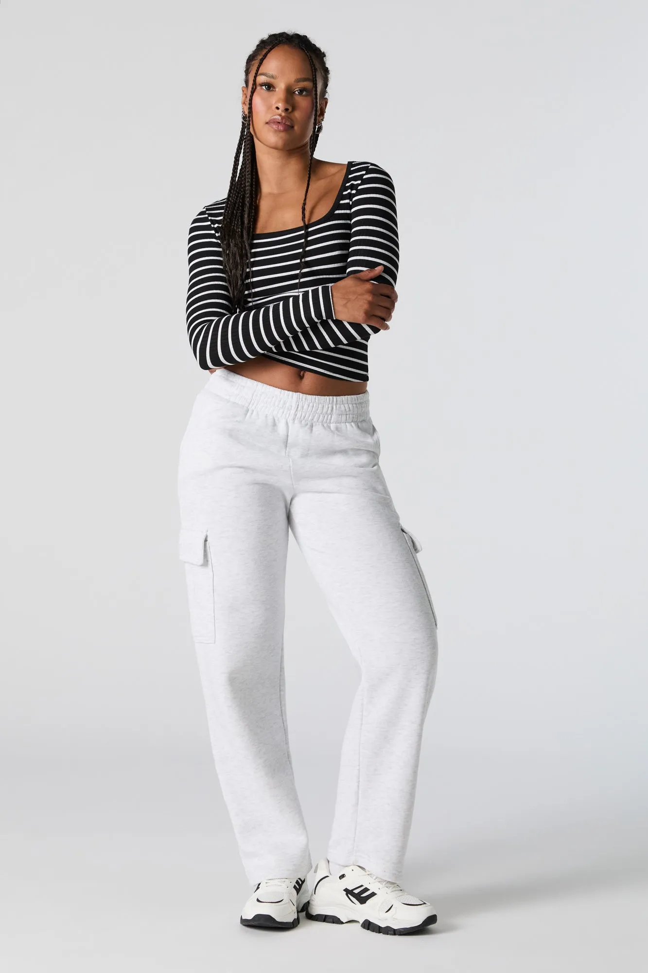 Haut côtelé à manches longues avec encolure carrée sold by Urban Planet product image thumbnail 3