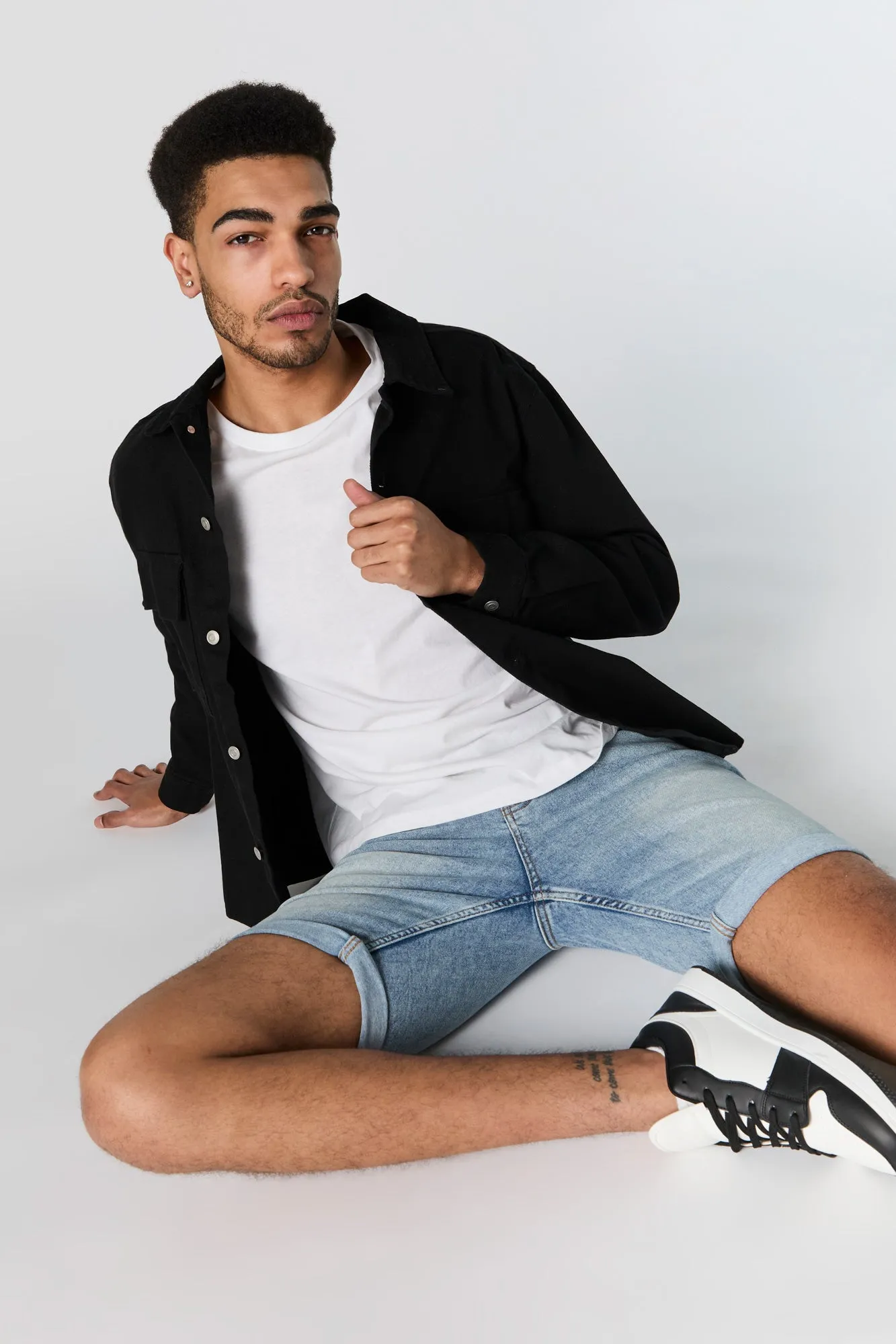 Slim Leg Light Enzyme Rolled Jean Short sold by Urban Planet