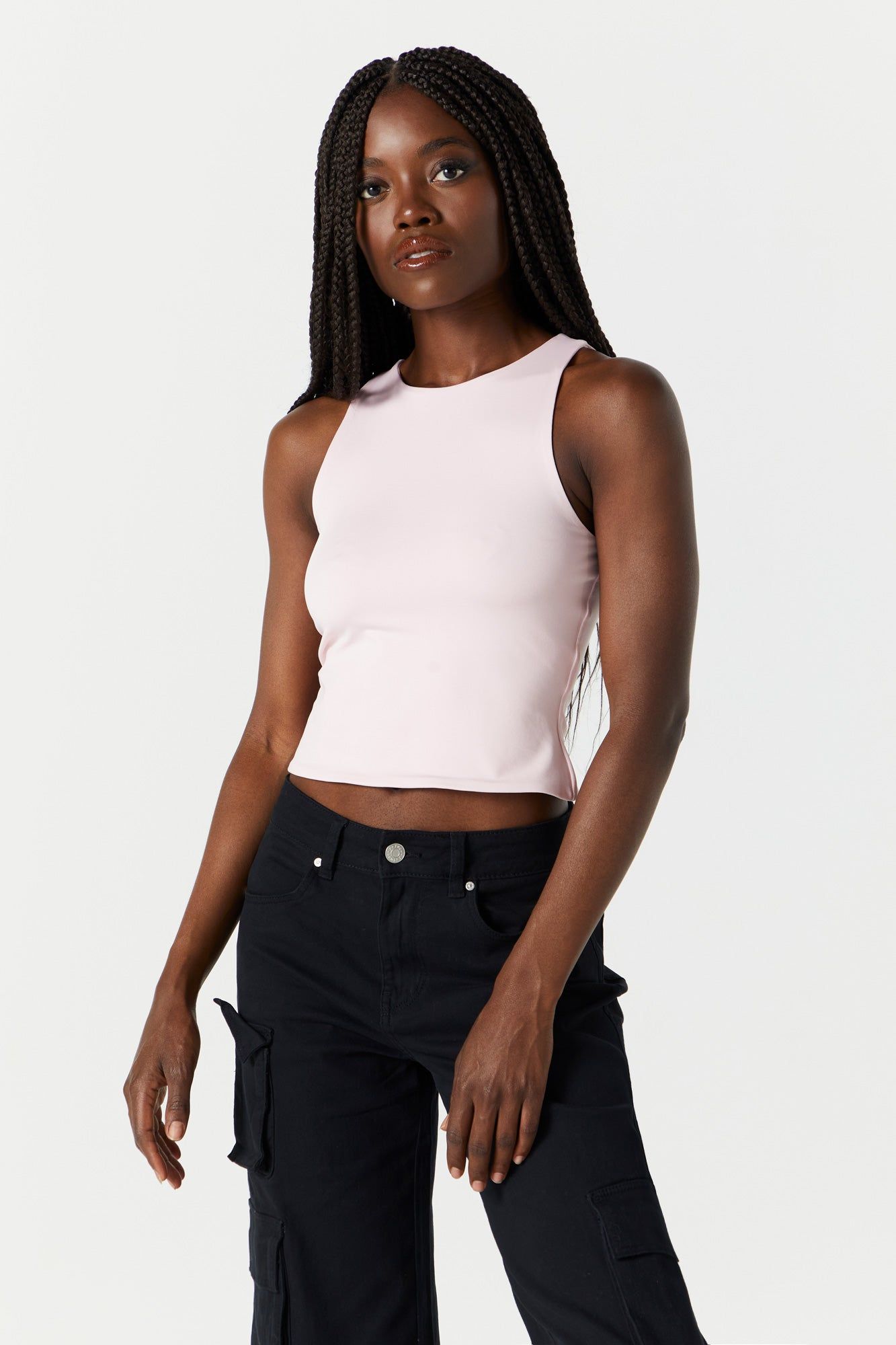 Pink Contour High Neck Tank sold by Urban Planet