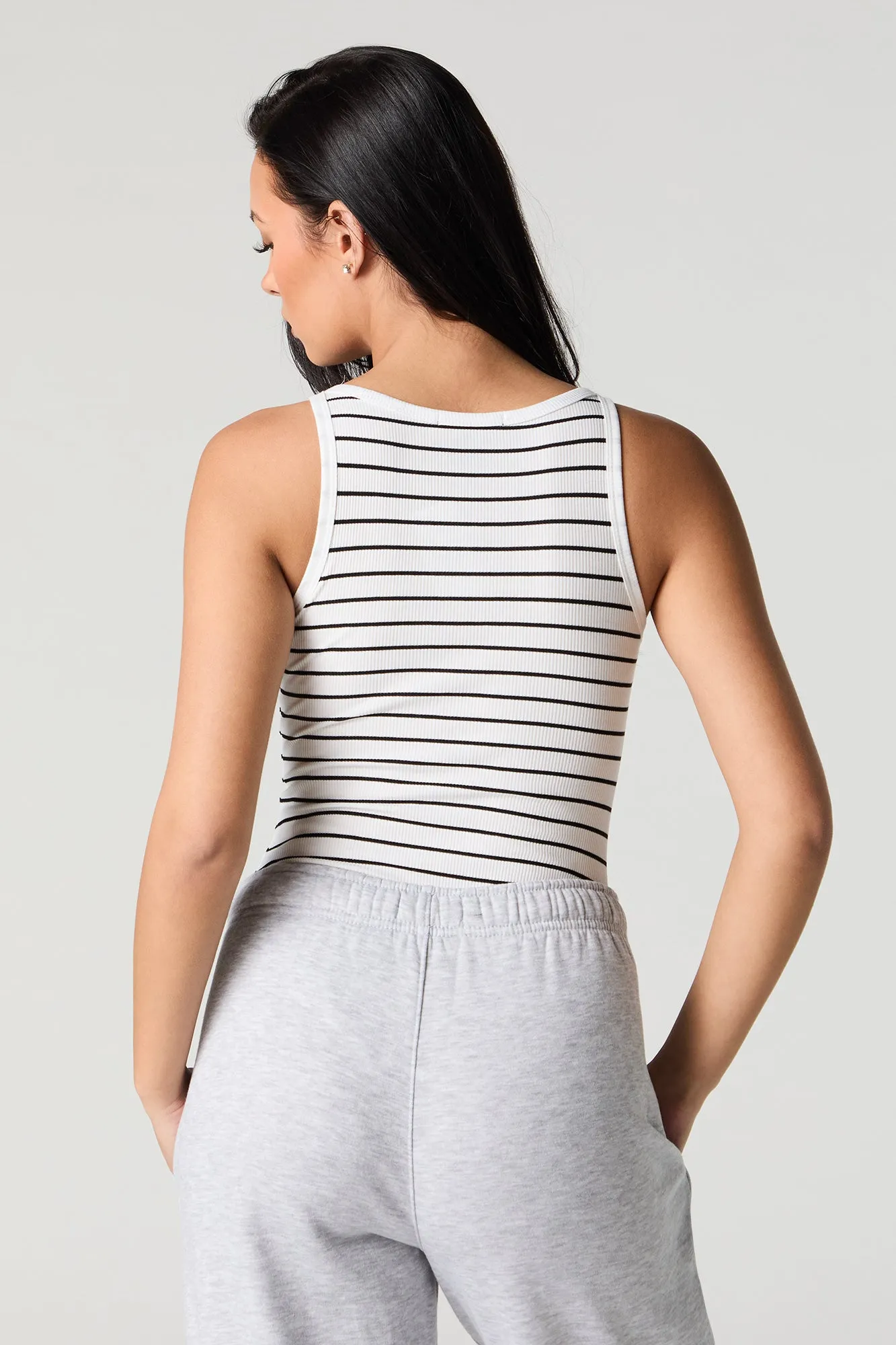 Ribbed Striped Scoop Neck Bodysuit sold by Urban Planet product image thumbnail 2