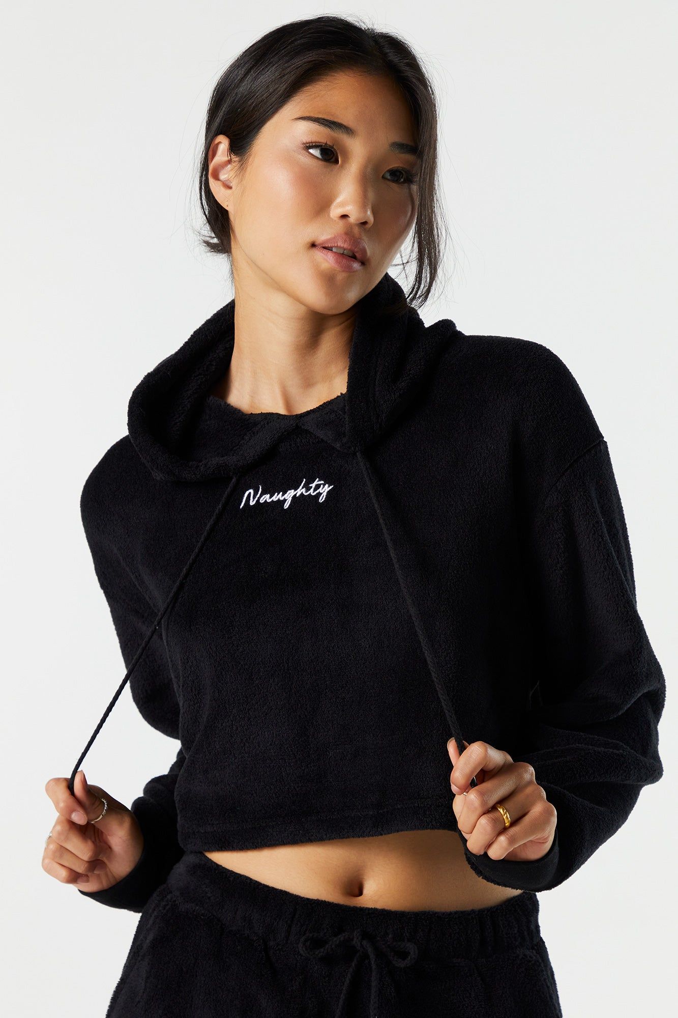 Naughty Embroidered Sherpa Pajama Hoodie sold by Urban Planet product image thumbnail 2