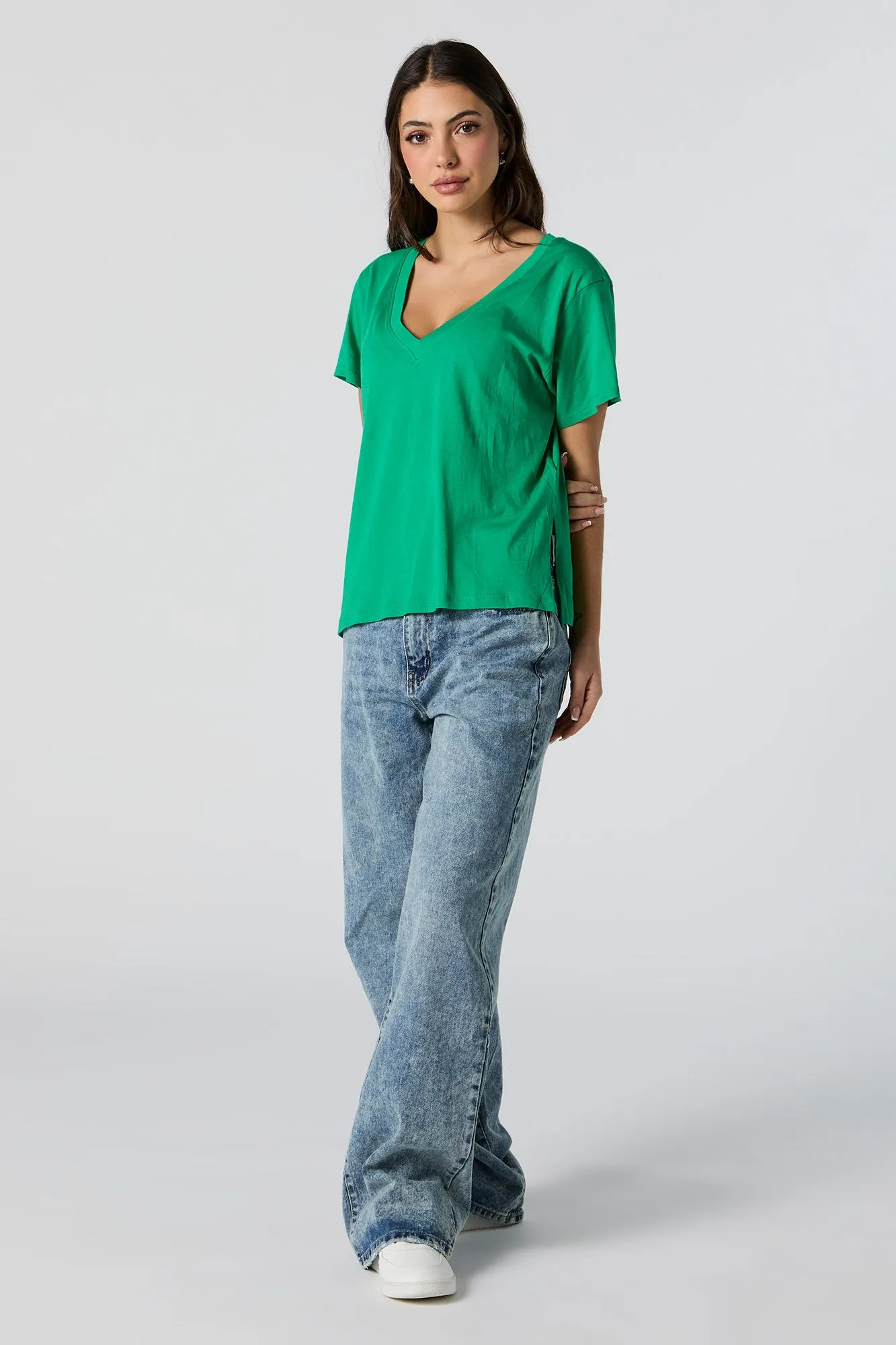 Oversized V-Neck T-Shirt sold by Urban Planet product image thumbnail 3