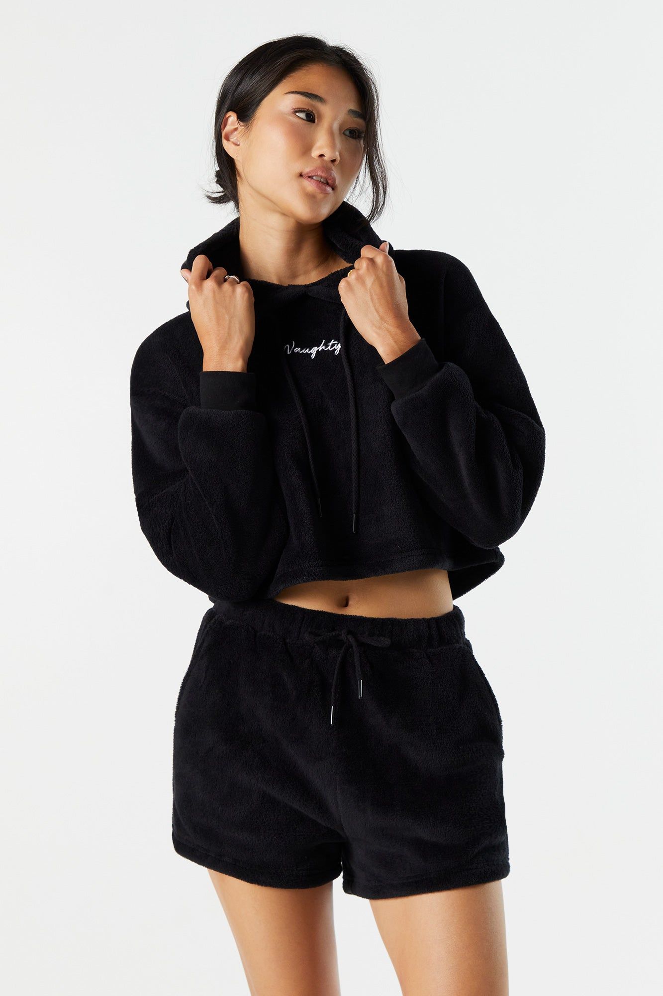 Naughty Embroidered Sherpa Pajama Hoodie sold by Urban Planet