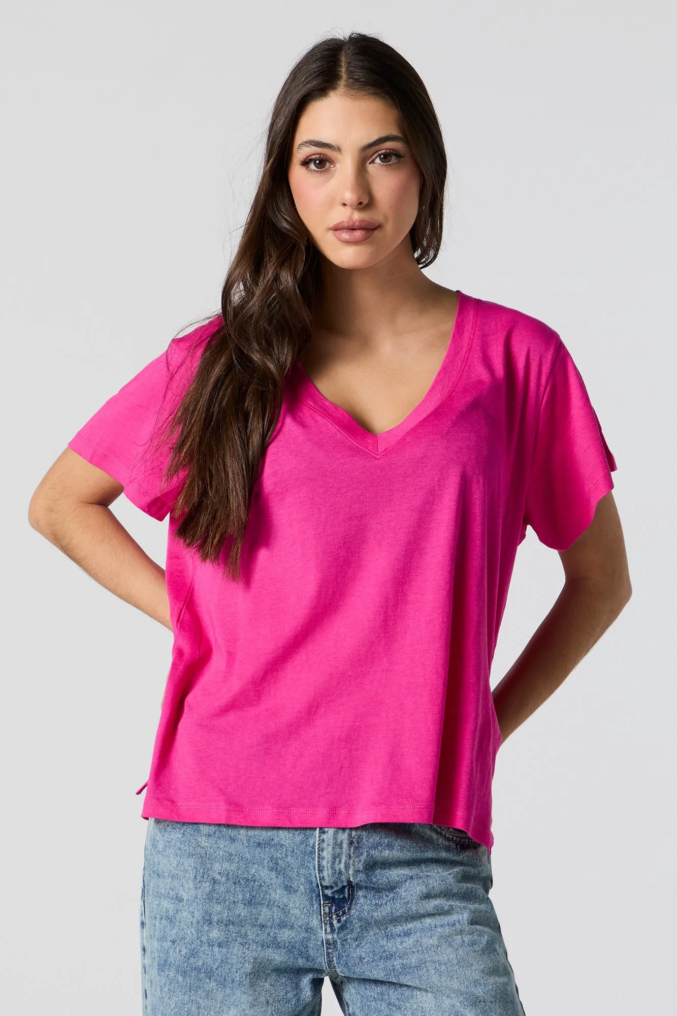 Oversized V-Neck T-Shirt sold by Urban Planet product image thumbnail 4