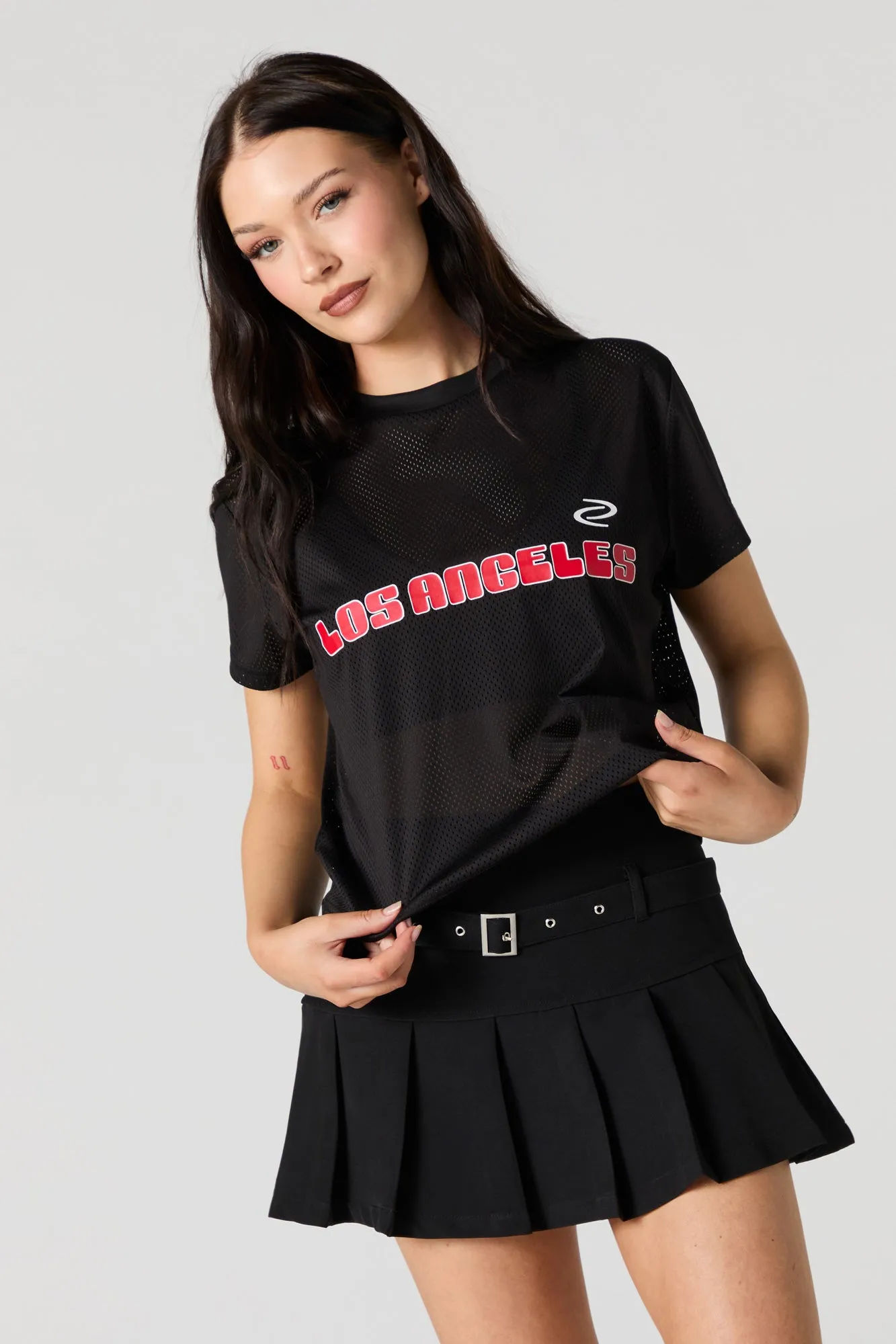 Los Angeles Graphic Mesh Cropped T-Shirt sold by Urban Planet