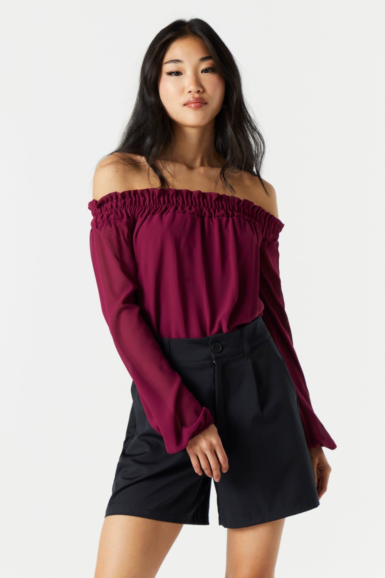 Chiffon Off Shoulder Bodysuit sold by Urban Planet product image thumbnail 6