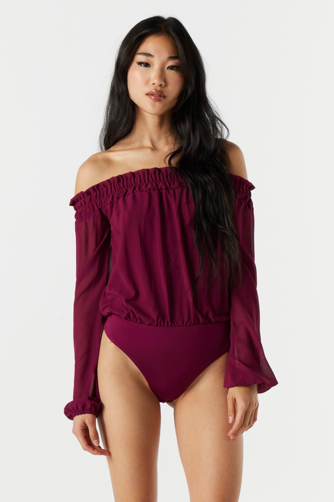 Chiffon Off Shoulder Bodysuit sold by Urban Planet product image thumbnail 9