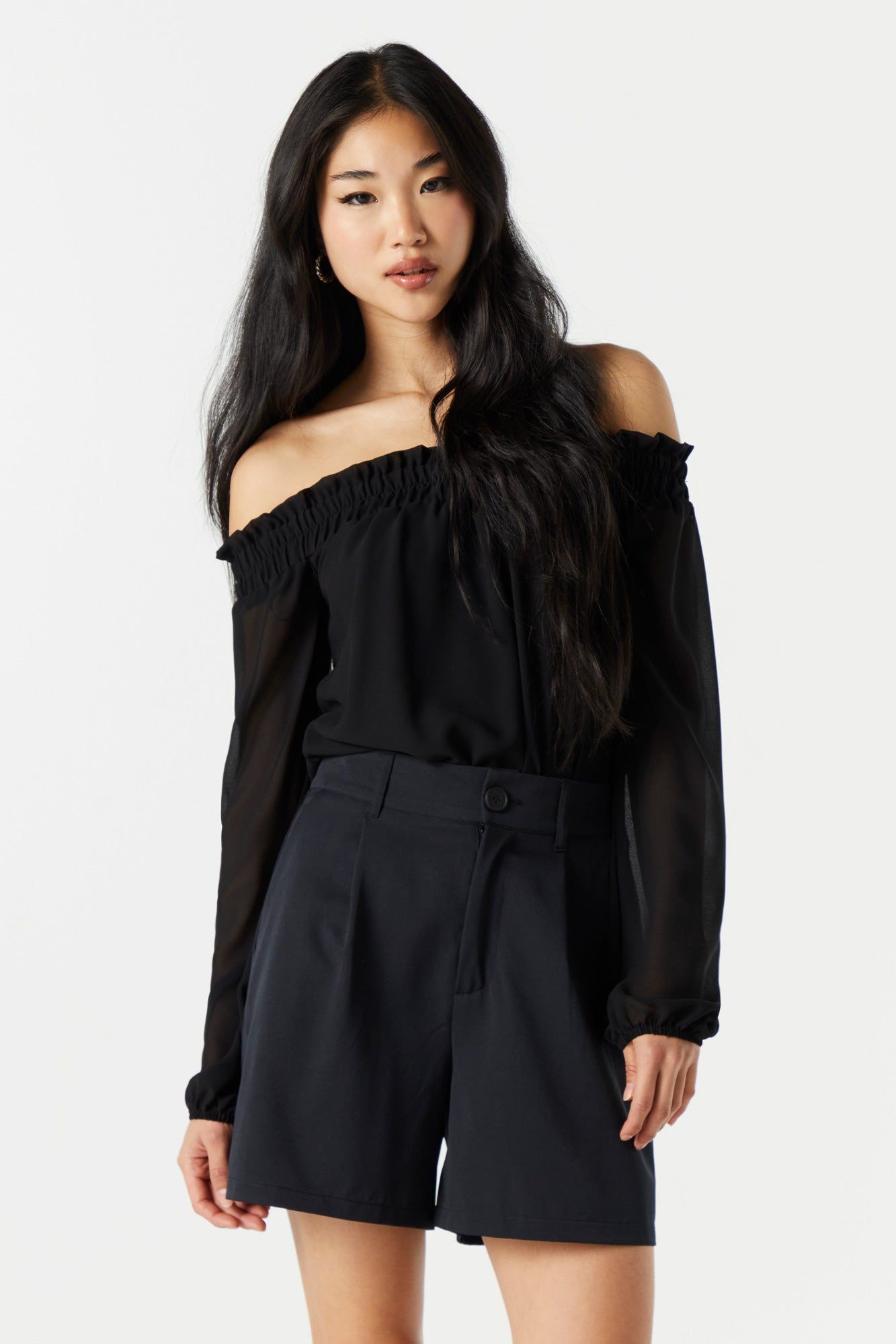 Chiffon Off Shoulder Bodysuit sold by Urban Planet