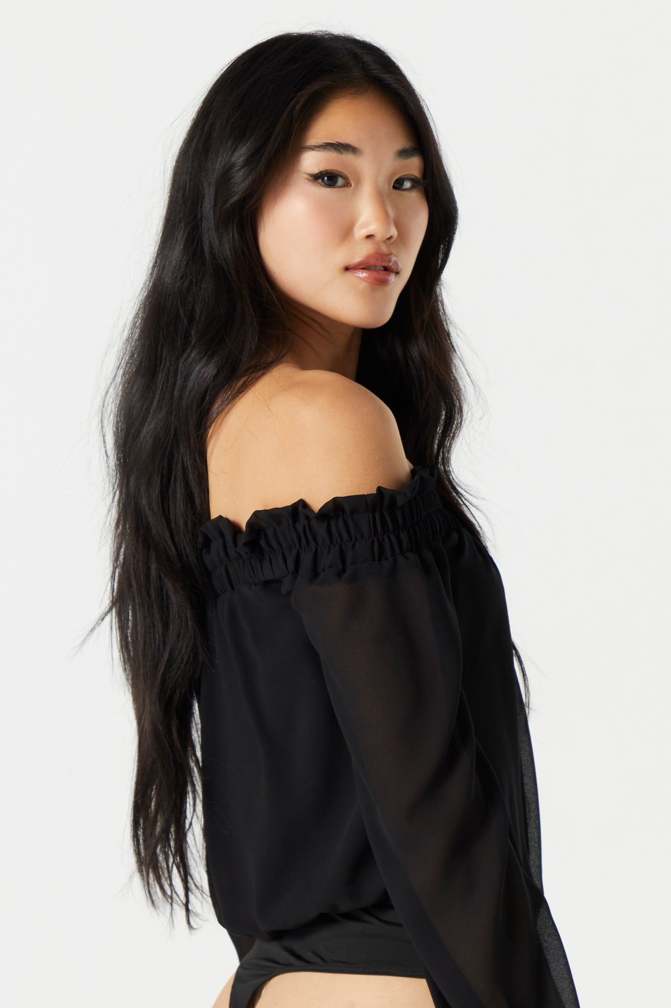 Chiffon Off Shoulder Bodysuit sold by Urban Planet product image thumbnail 5