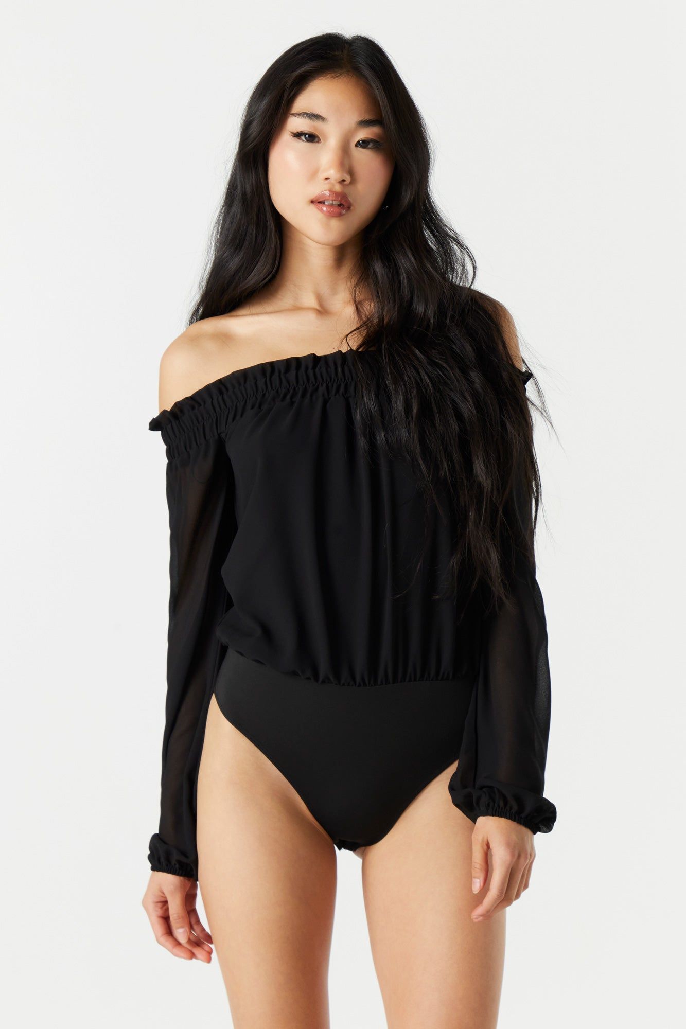 Chiffon Off Shoulder Bodysuit sold by Urban Planet product image thumbnail 4
