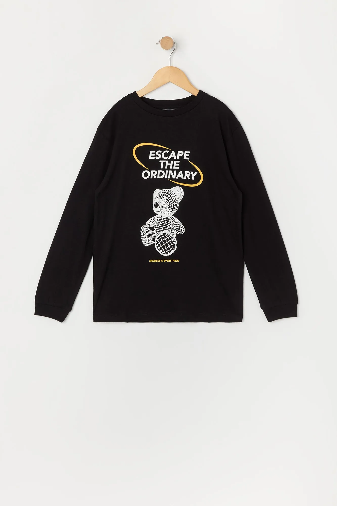 Boys Escape the Ordinary Bear Graphic Long Sleeve Top sold by Urban Planet