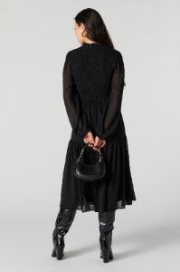Chiffon Long Sleeve Midi Dress sold by Urban Planet