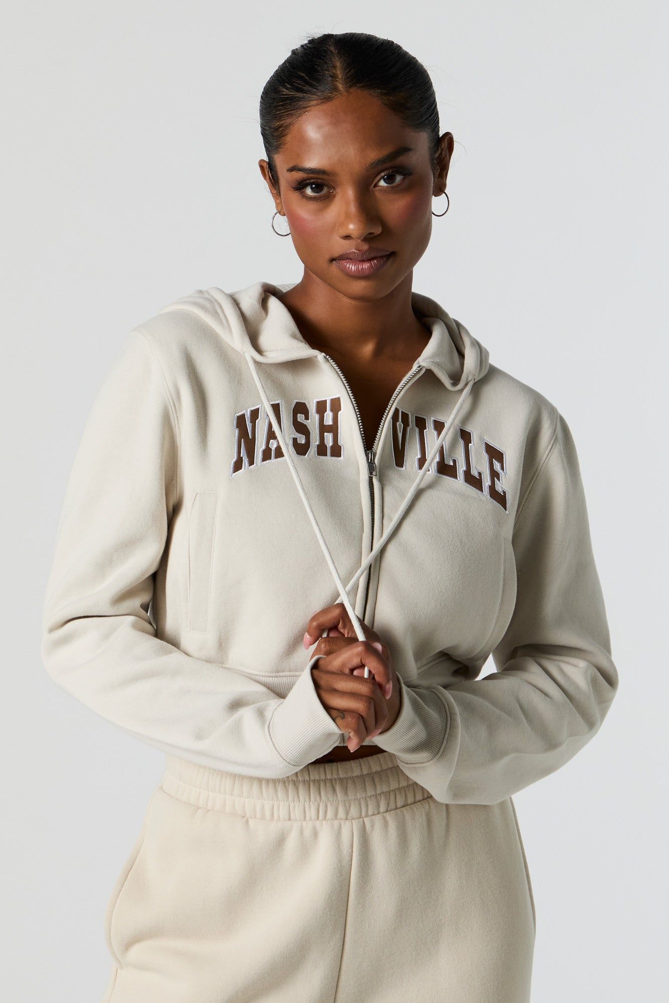 Nashville Twill Embroidered Cropped Hoodie sold by Urban Planet