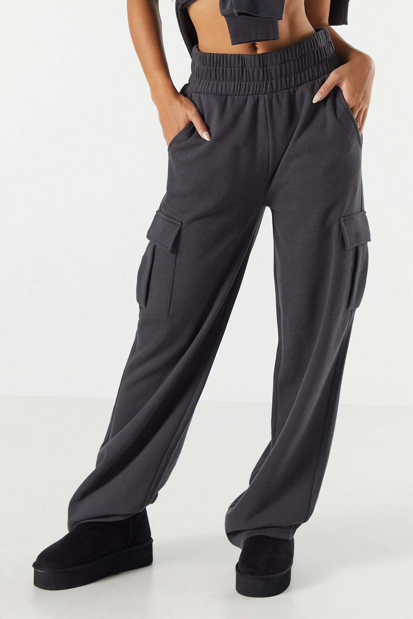 Fleece Wide Leg Cargo Pant sold by Urban Planet product image thumbnail 5