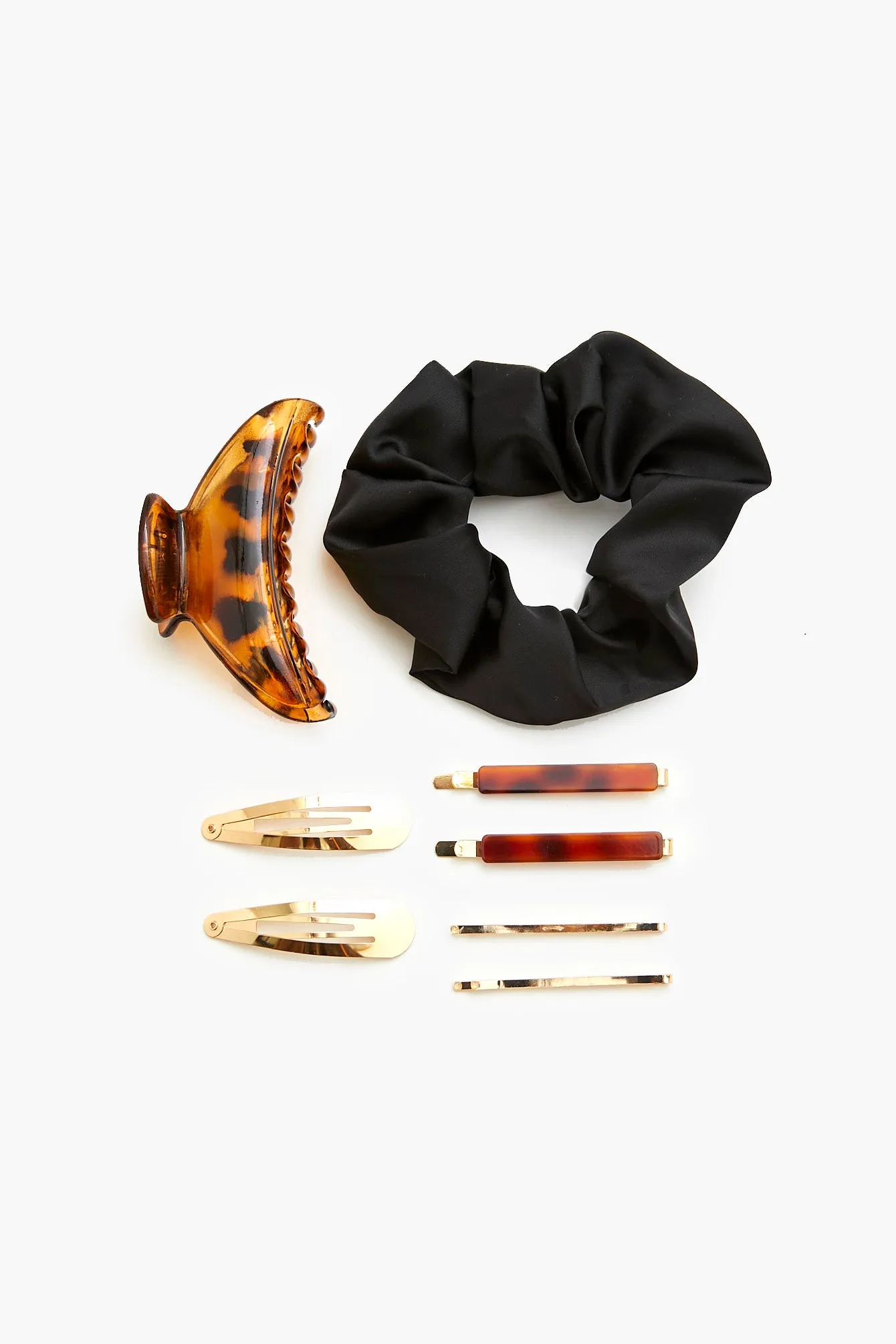 Tortoiseshell Hair Clip and Scrunchie Set (8 pcs) sold by Urban Planet