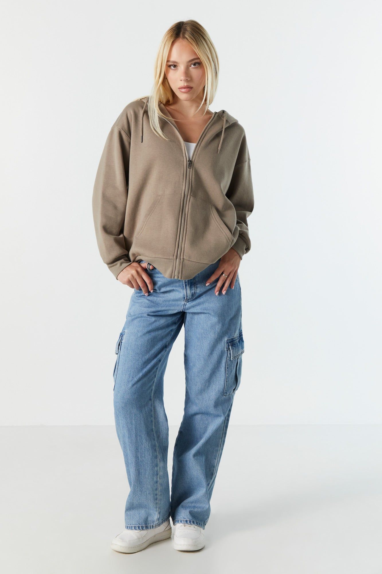 Oversized Fleece Zip-Up Hoodie sold by Urban Planet product image thumbnail 3