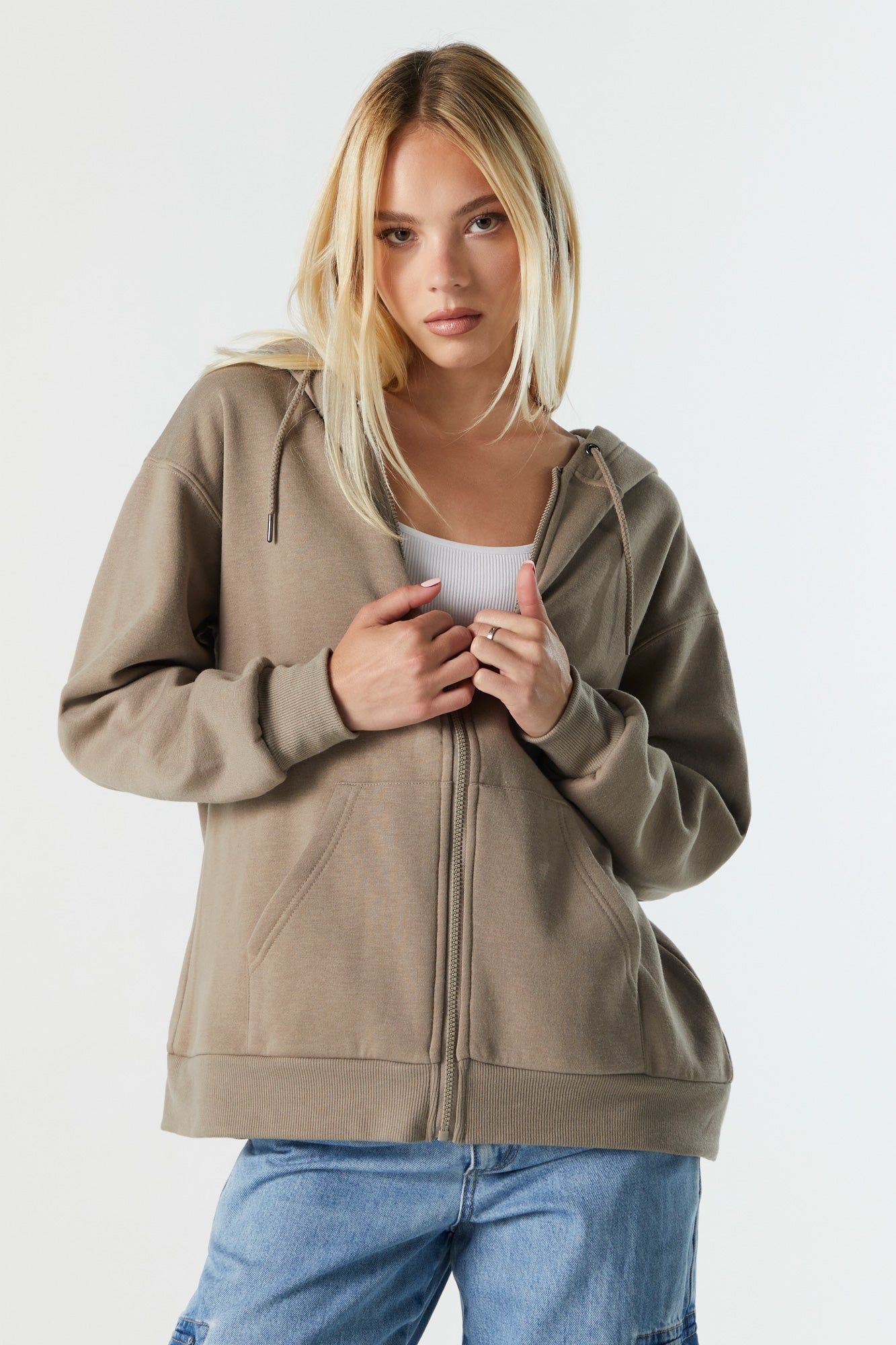 Oversized Fleece Zip-Up Hoodie sold by Urban Planet