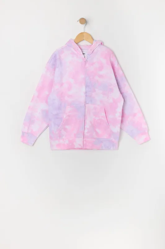 Girls Tie Print Dye Zip-Up Hoodie sold by Urban Planet