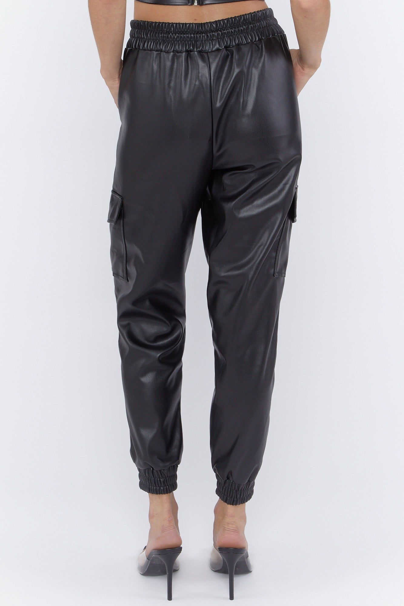 Faux Leather Drawstring Cargo Jogger sold by Urban Planet product image thumbnail 4