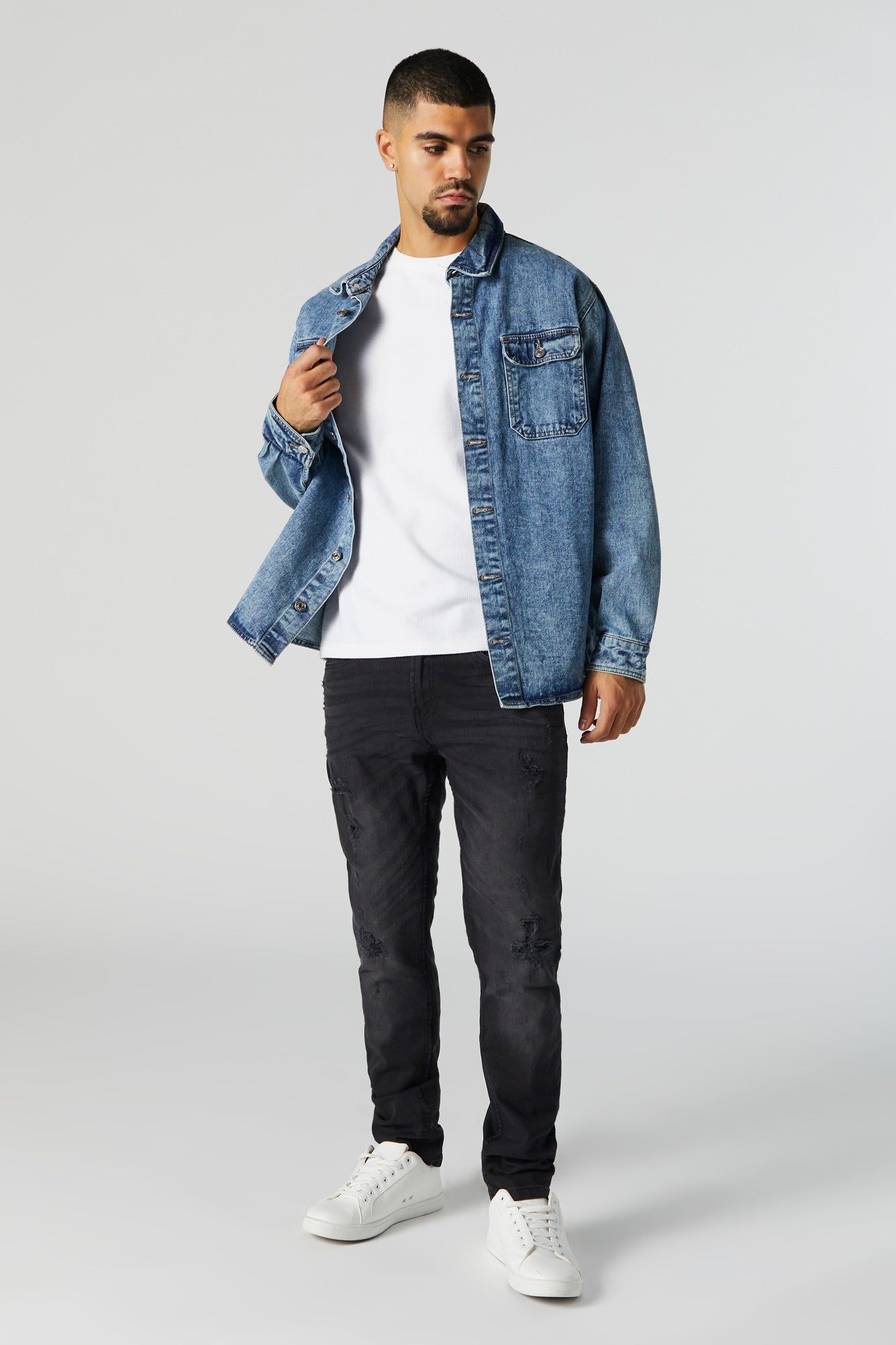 Distressed Black Wash Skinny Jean sold by Urban Planet product image thumbnail 2
