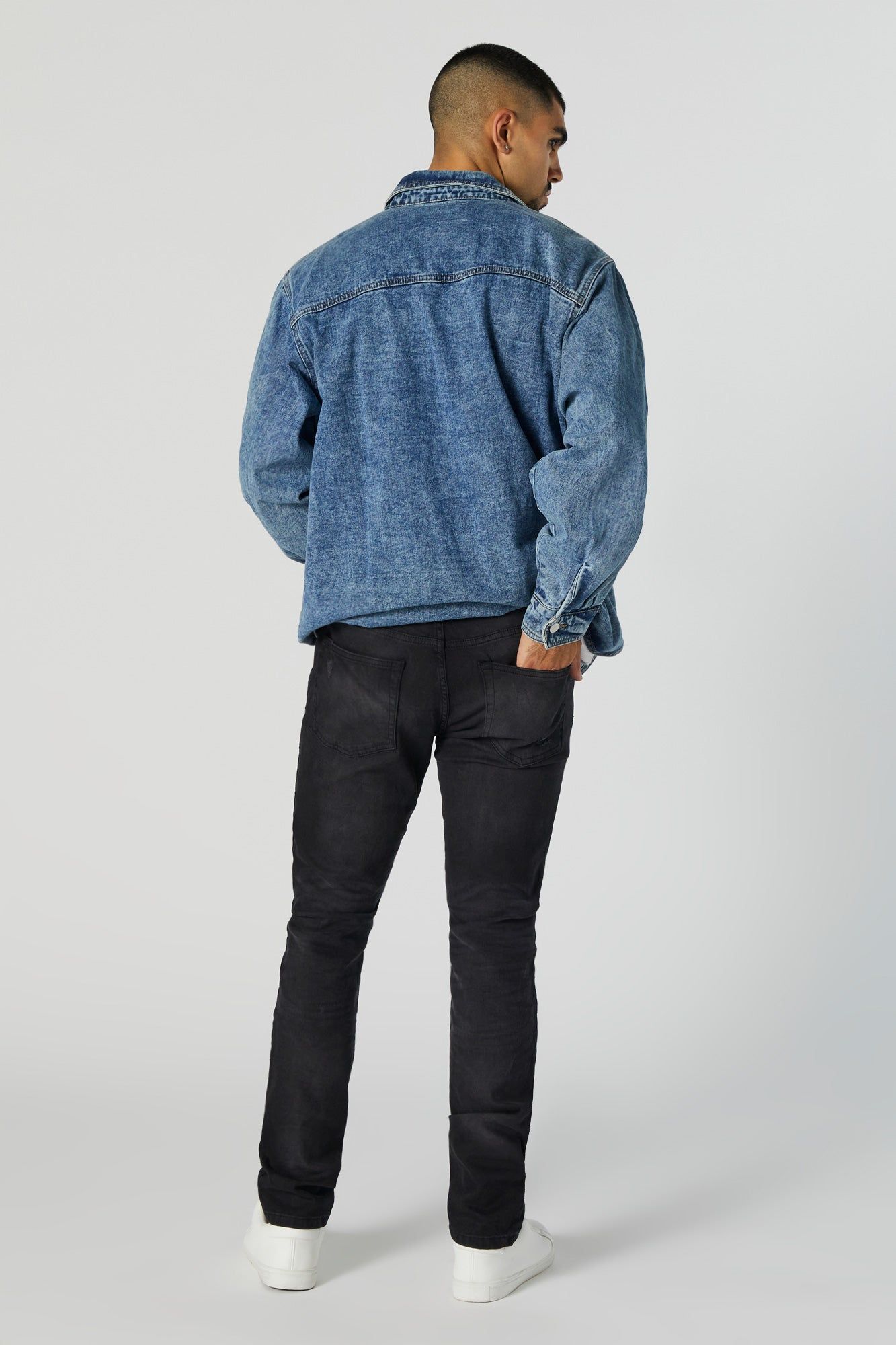 Distressed Black Wash Skinny Jean sold by Urban Planet product image thumbnail 3