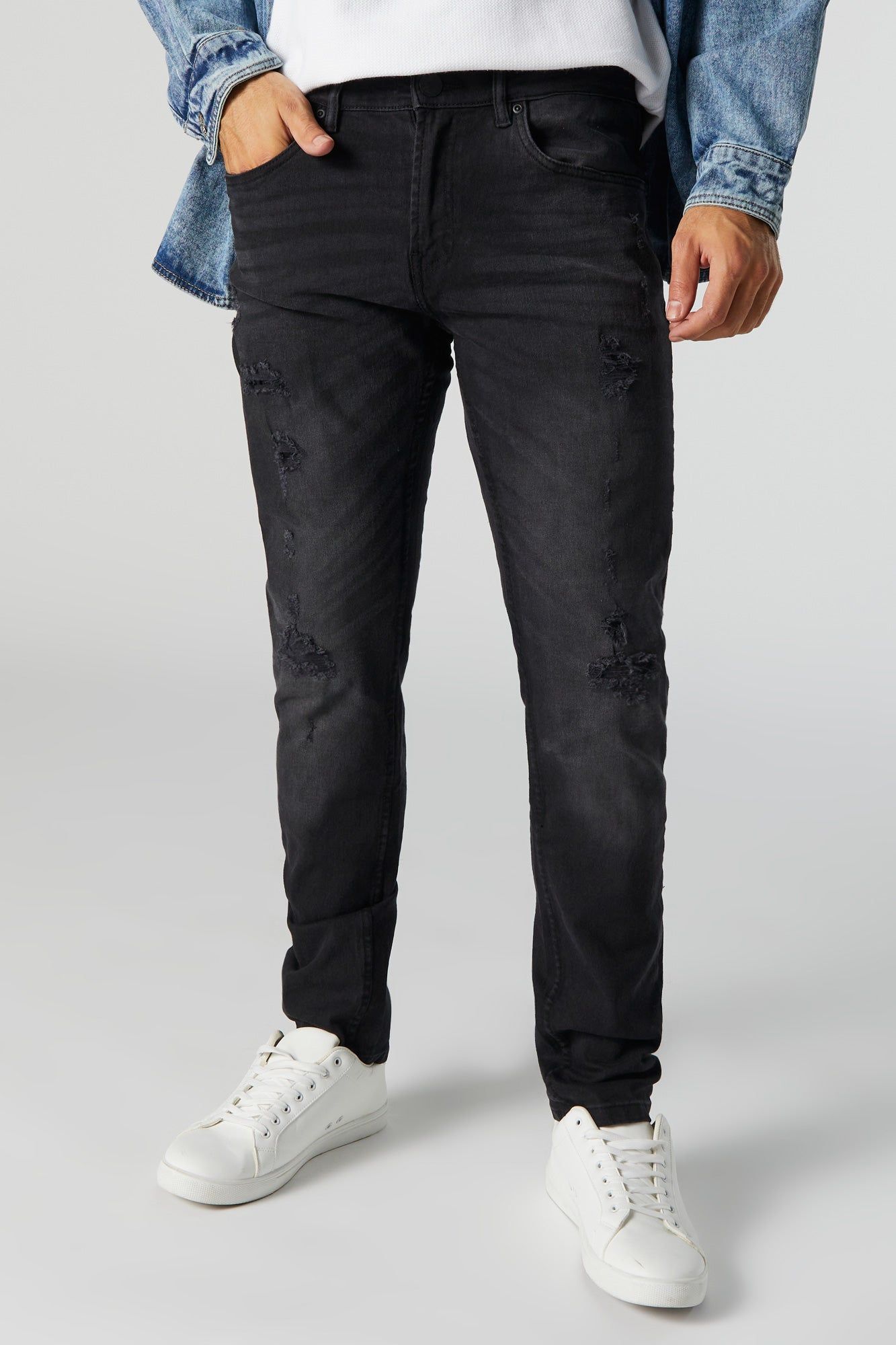 Distressed Black Wash Skinny Jean sold by Urban Planet