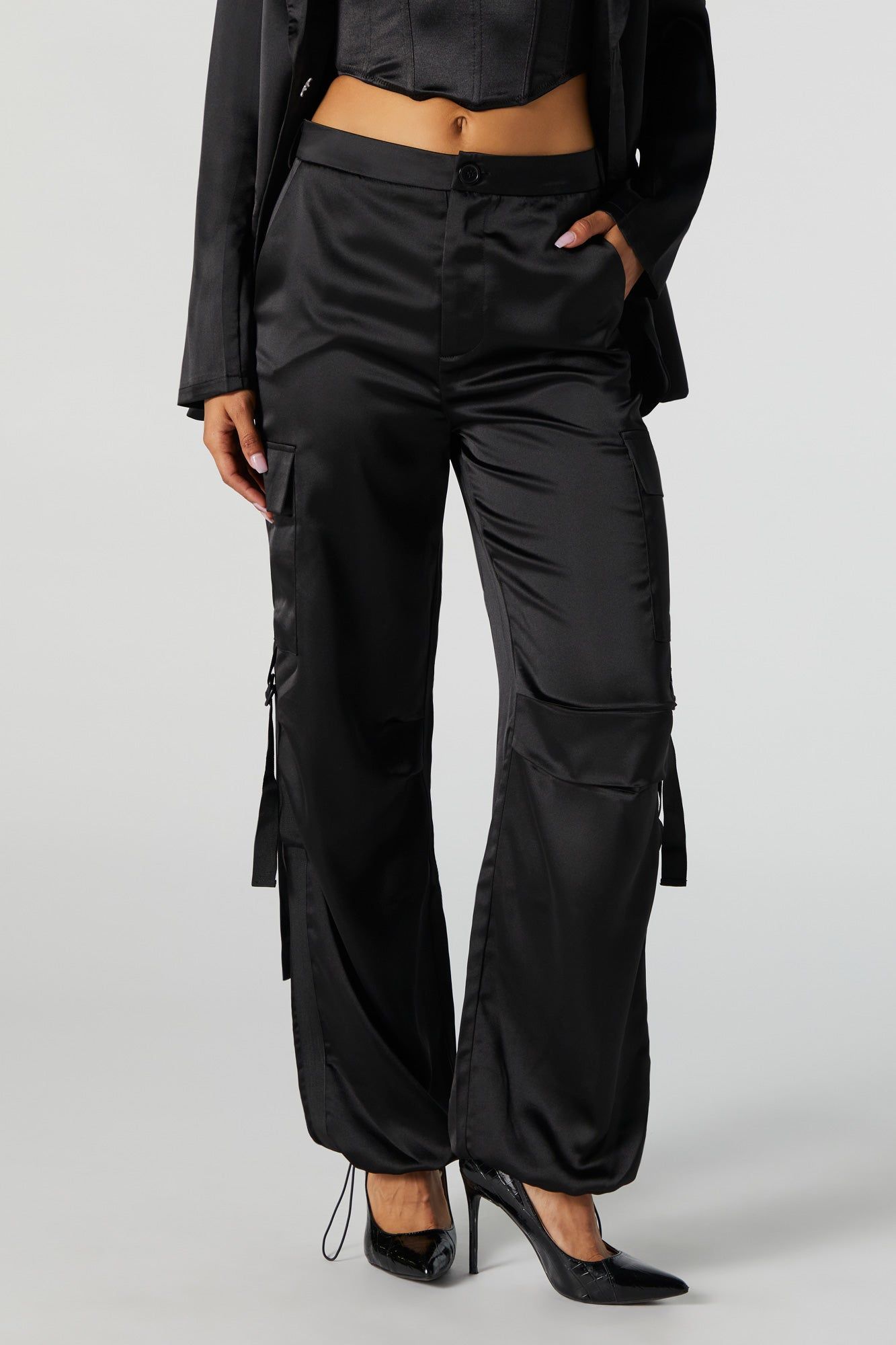 Jogger cargo en satin sold by Urban Planet product image thumbnail 5