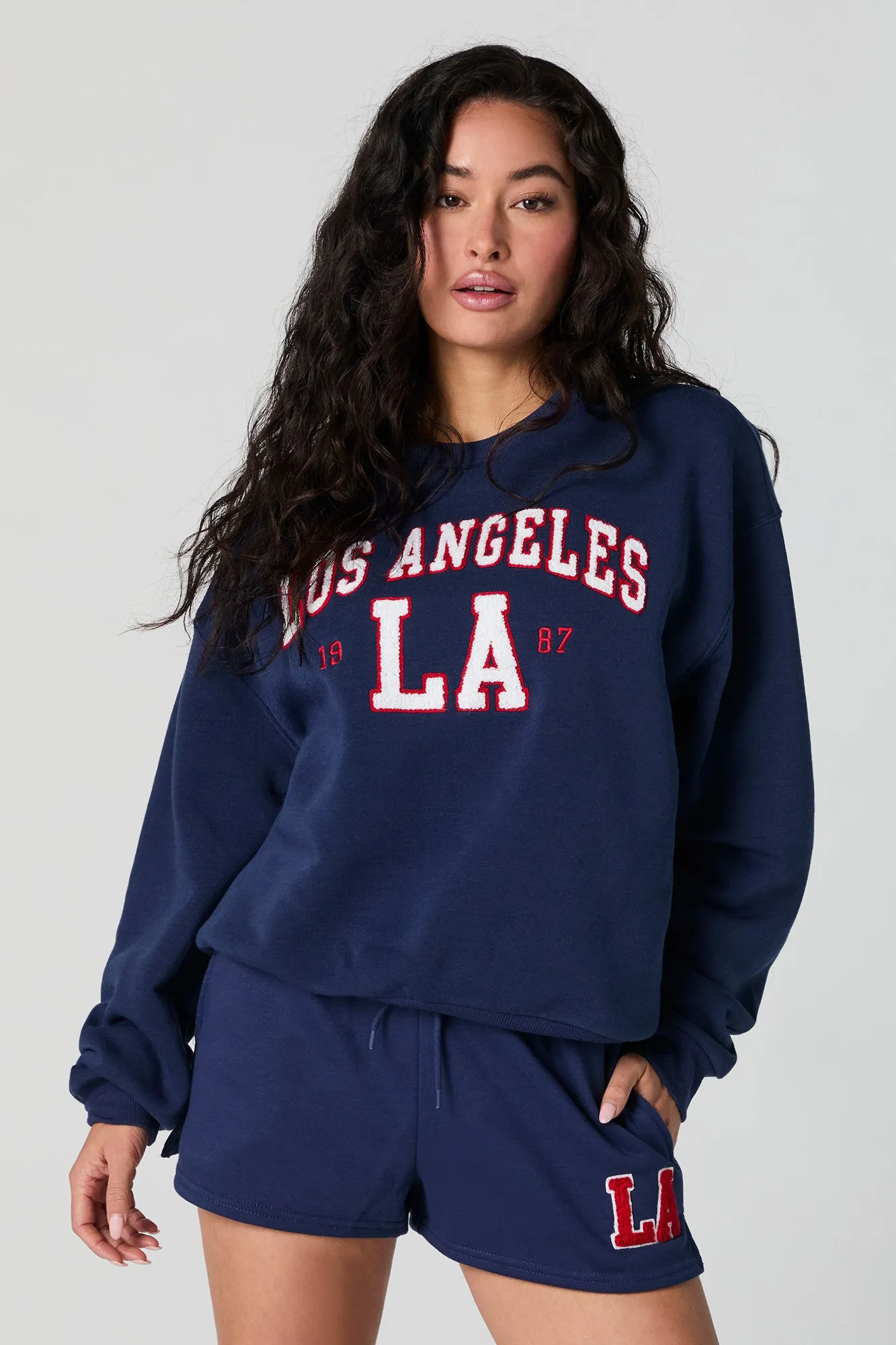 Los Angeles Chenille Embroidered Fleece Sweatshirt sold by Urban Planet
