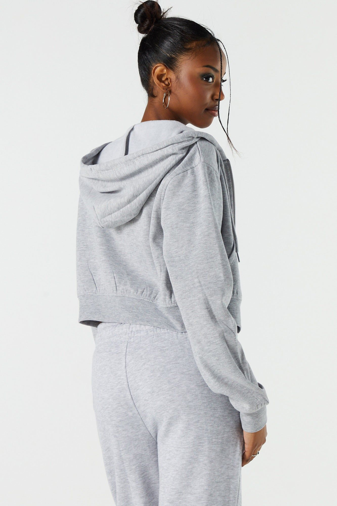 Fleece Zip-Up Cropped Hoodie sold by Urban Planet product image thumbnail 5
