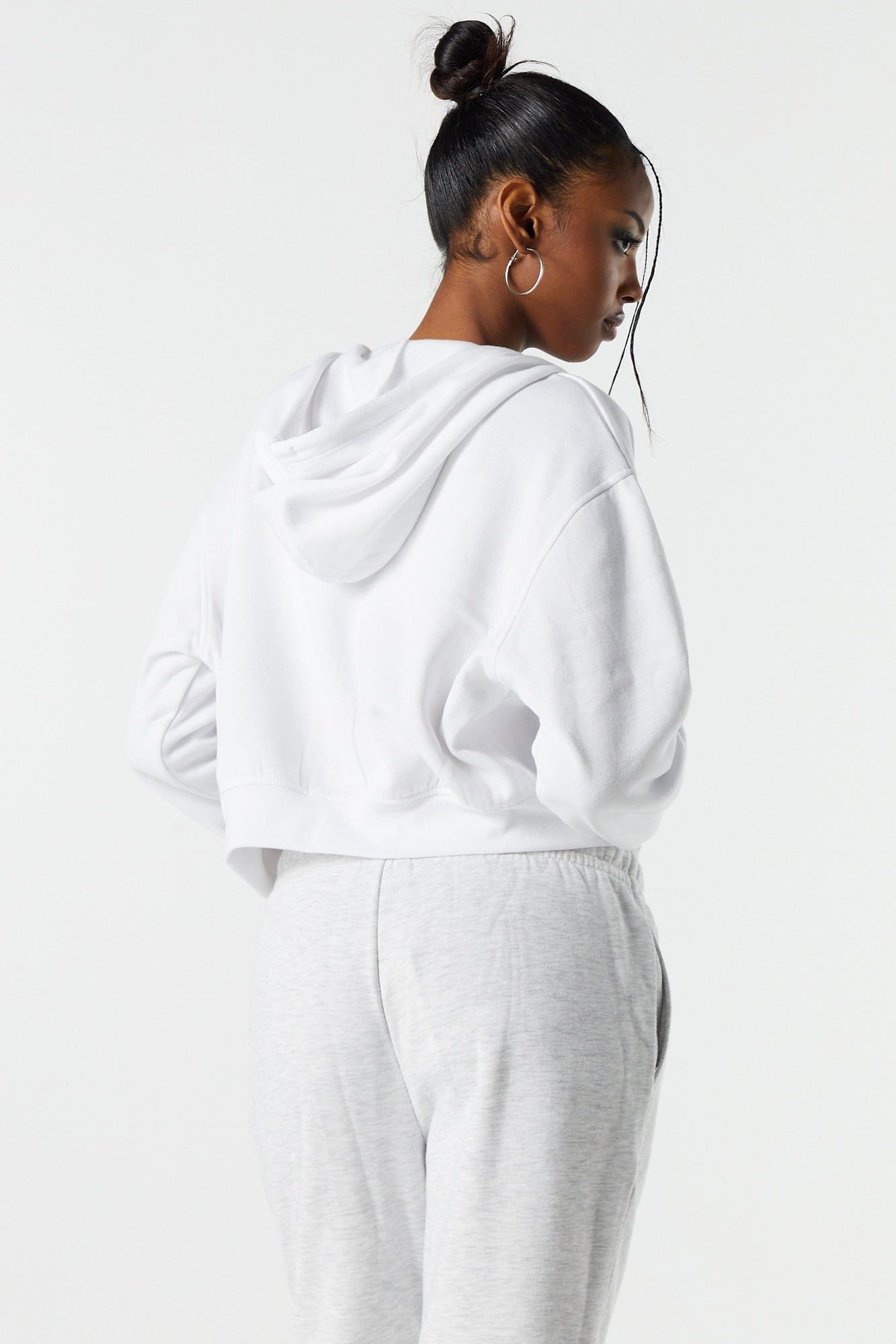 Fleece Zip-Up Cropped Hoodie sold by Urban Planet product image thumbnail 14