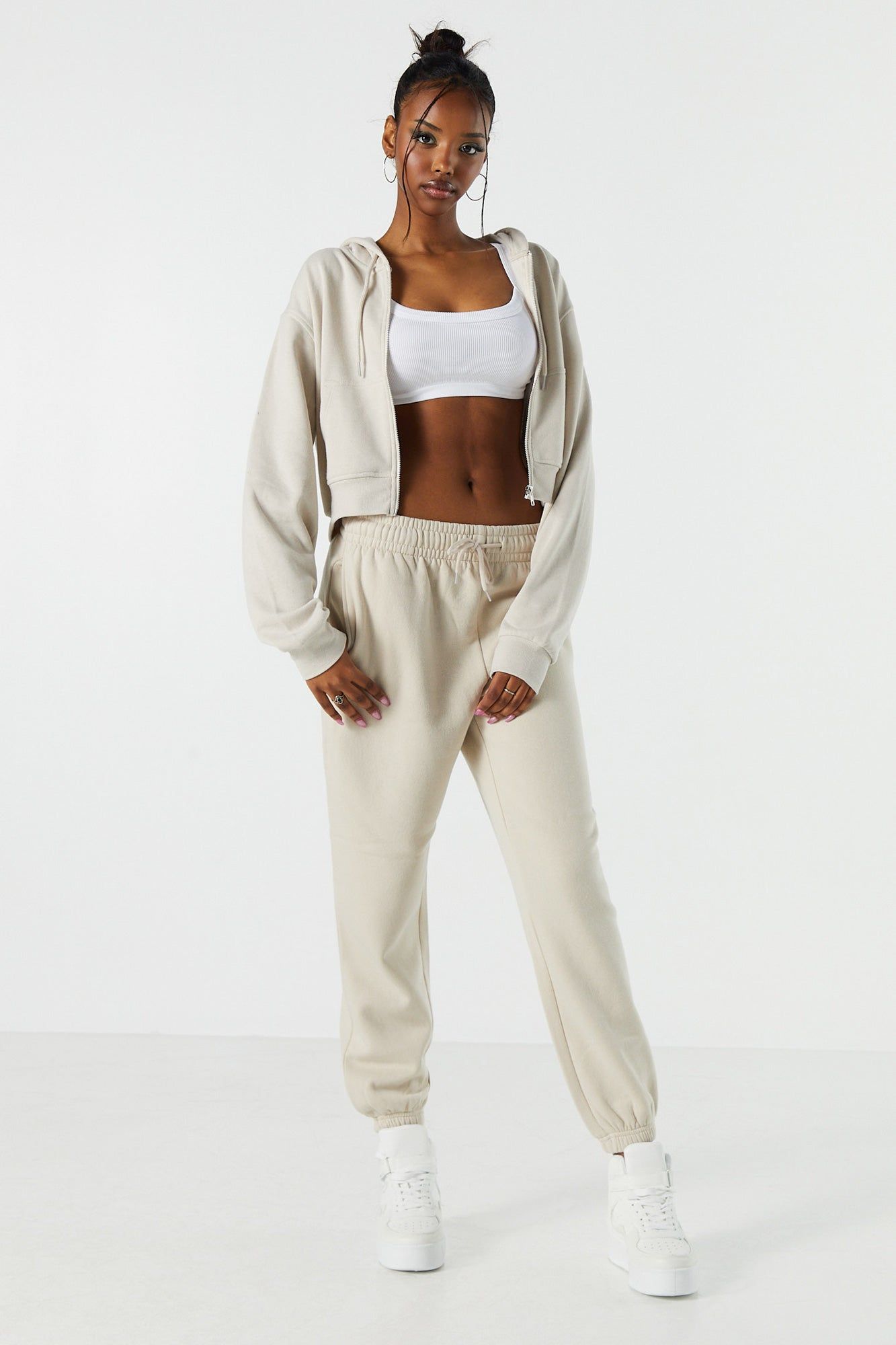 Fleece Zip-Up Cropped Hoodie sold by Urban Planet product image thumbnail 18