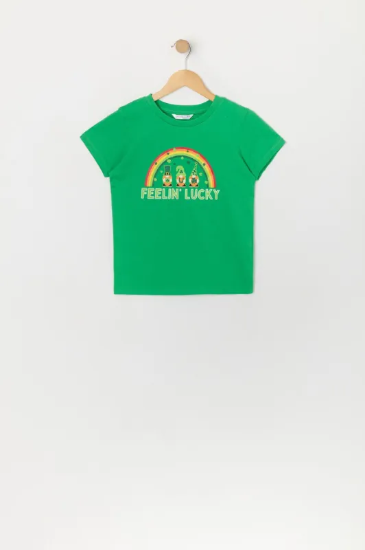 Girls St Patrick's Day Feelin Lucky Graphic T-Shirt sold by Urban Planet