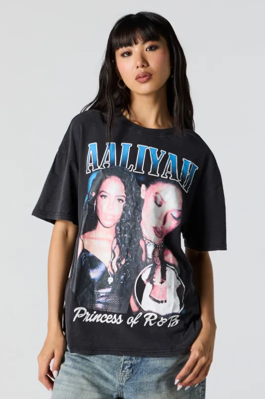 Aaliyah Graphic Washed Boyfriend T-Shirt sold by Urban Planet