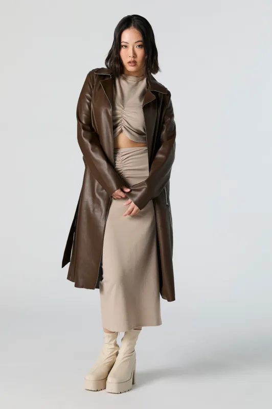 Faux Leather Trench Coat sold by Urban Planet