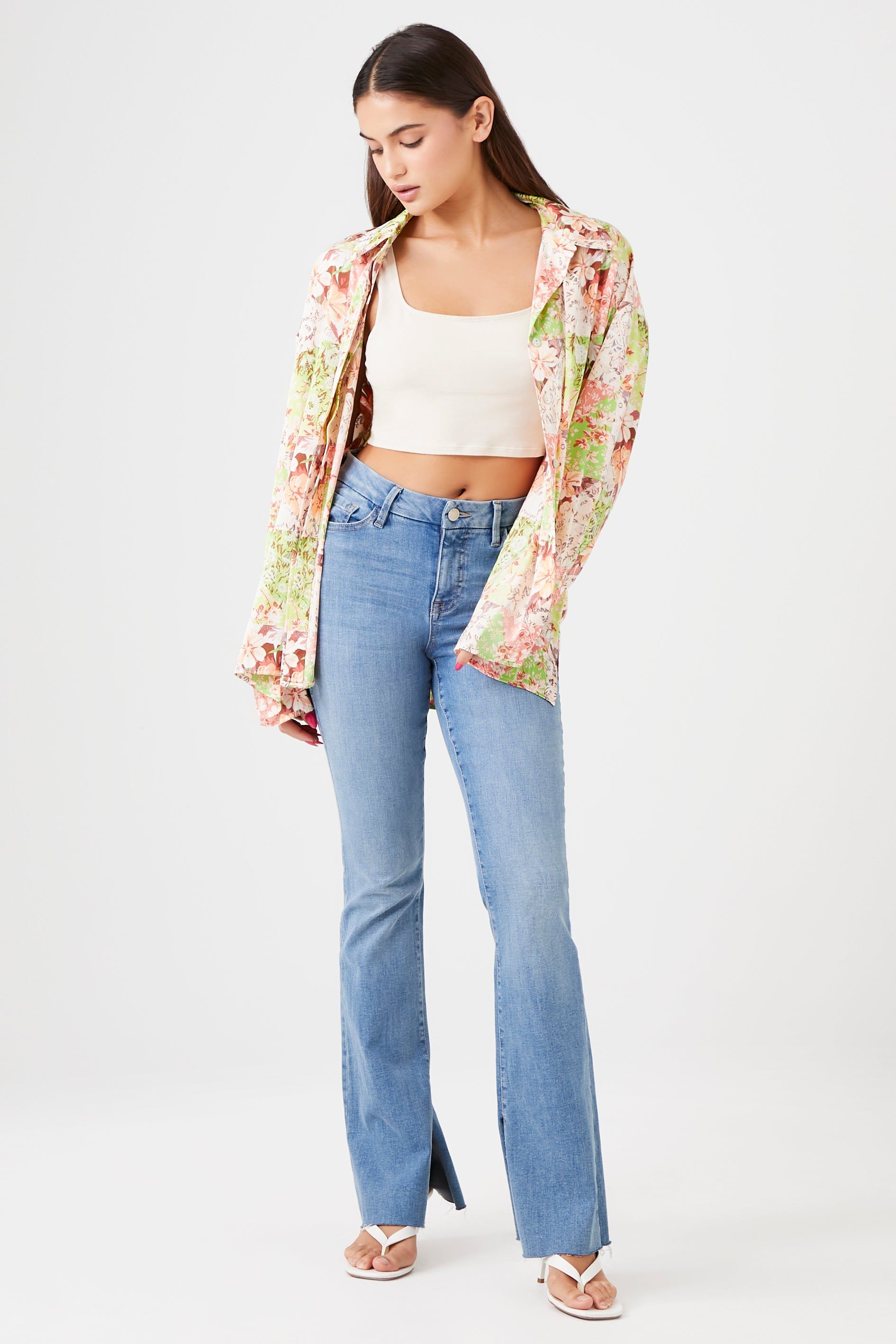 Satin Floral Patchwork Button-Up Top sold by Urban Planet product image thumbnail 3