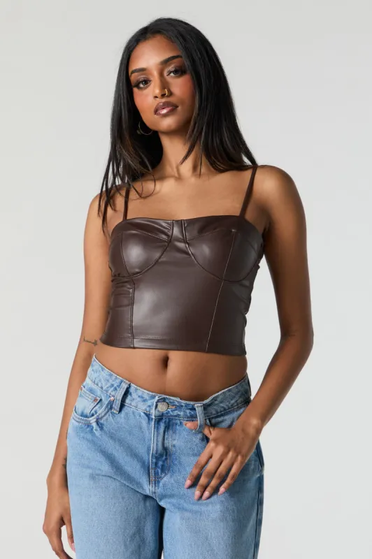 Haut bustier court en similicuir sold by Urban Planet