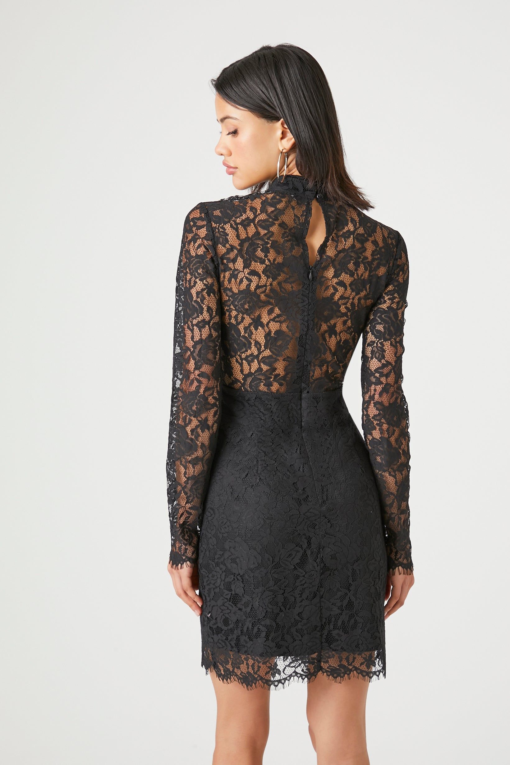Lace Mock Neck Long Sleeve Dress sold by Urban Planet product image thumbnail 7