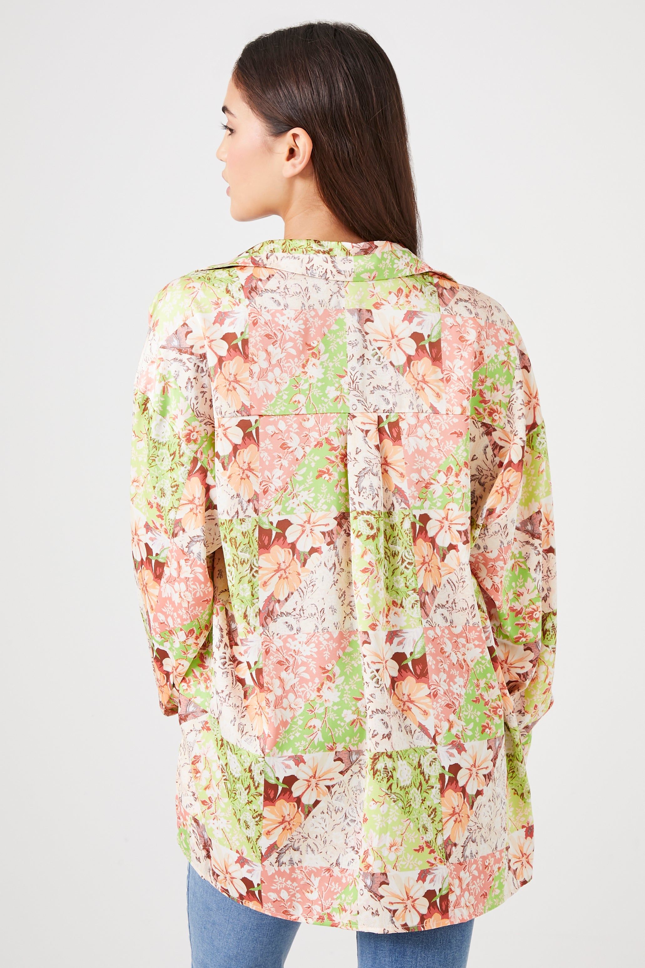 Satin Floral Patchwork Button-Up Top sold by Urban Planet product image thumbnail 2