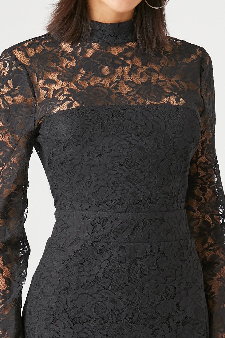 Lace Mock Neck Long Sleeve Dress sold by Urban Planet product image thumbnail 10