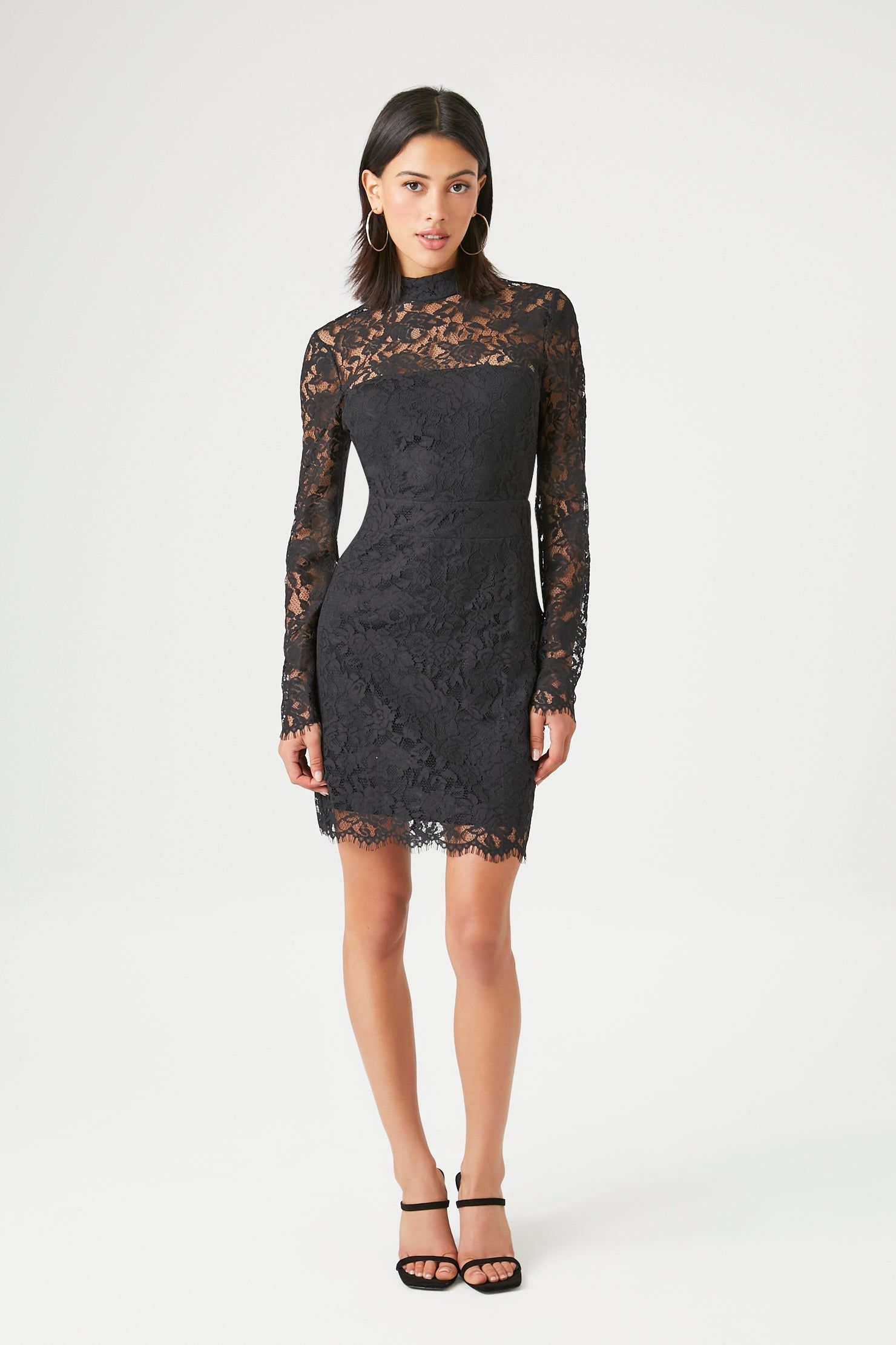 Lace Mock Neck Long Sleeve Dress sold by Urban Planet product image thumbnail 9