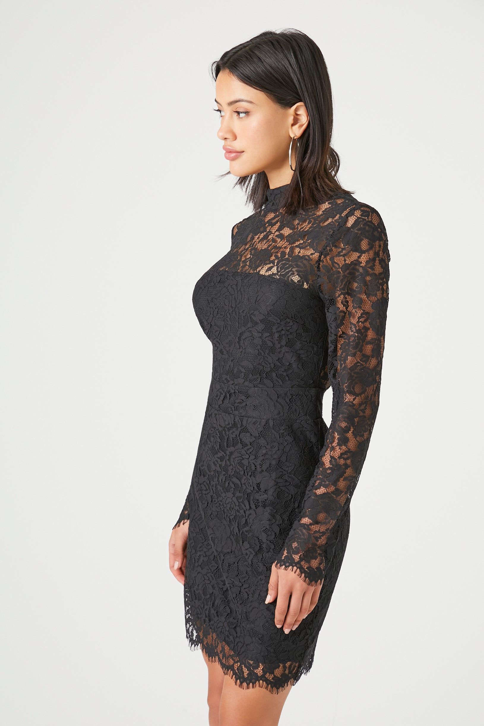 Lace Mock Neck Long Sleeve Dress sold by Urban Planet product image thumbnail 8
