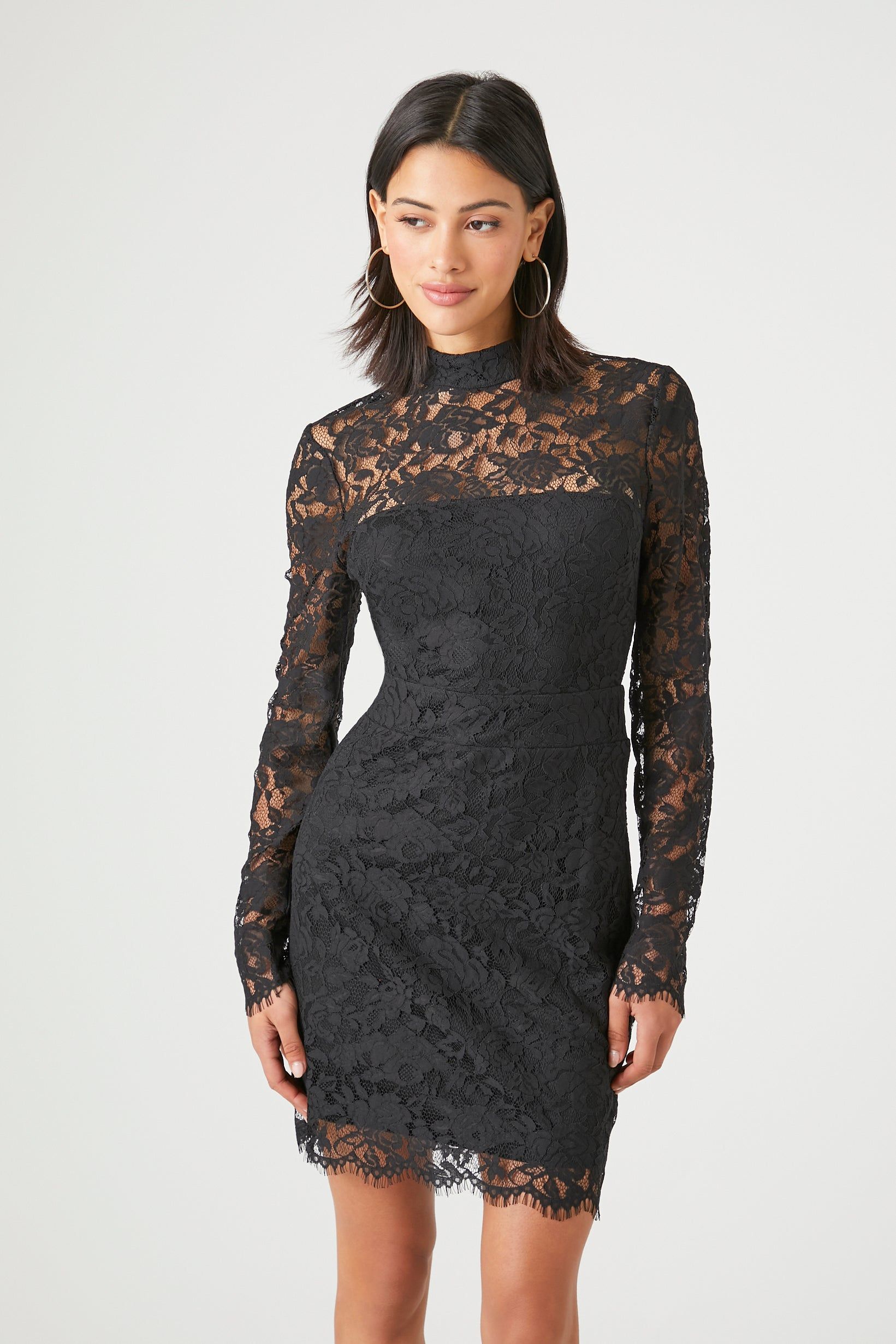 Lace Mock Neck Long Sleeve Dress sold by Urban Planet product image thumbnail 6