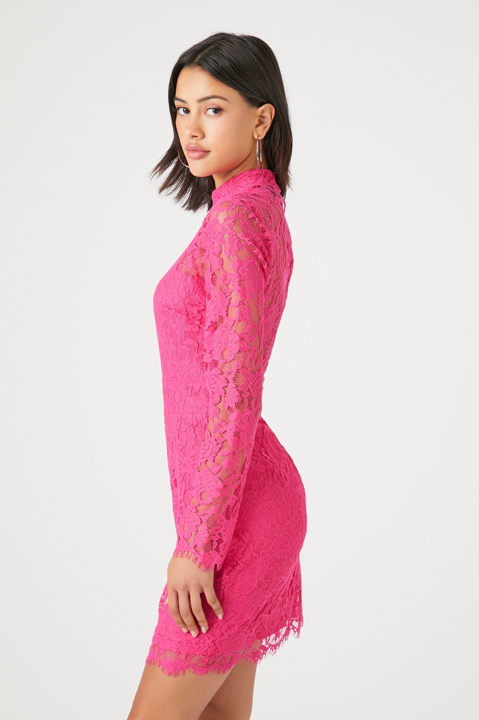 Lace Mock Neck Long Sleeve Dress sold by Urban Planet product image thumbnail 3