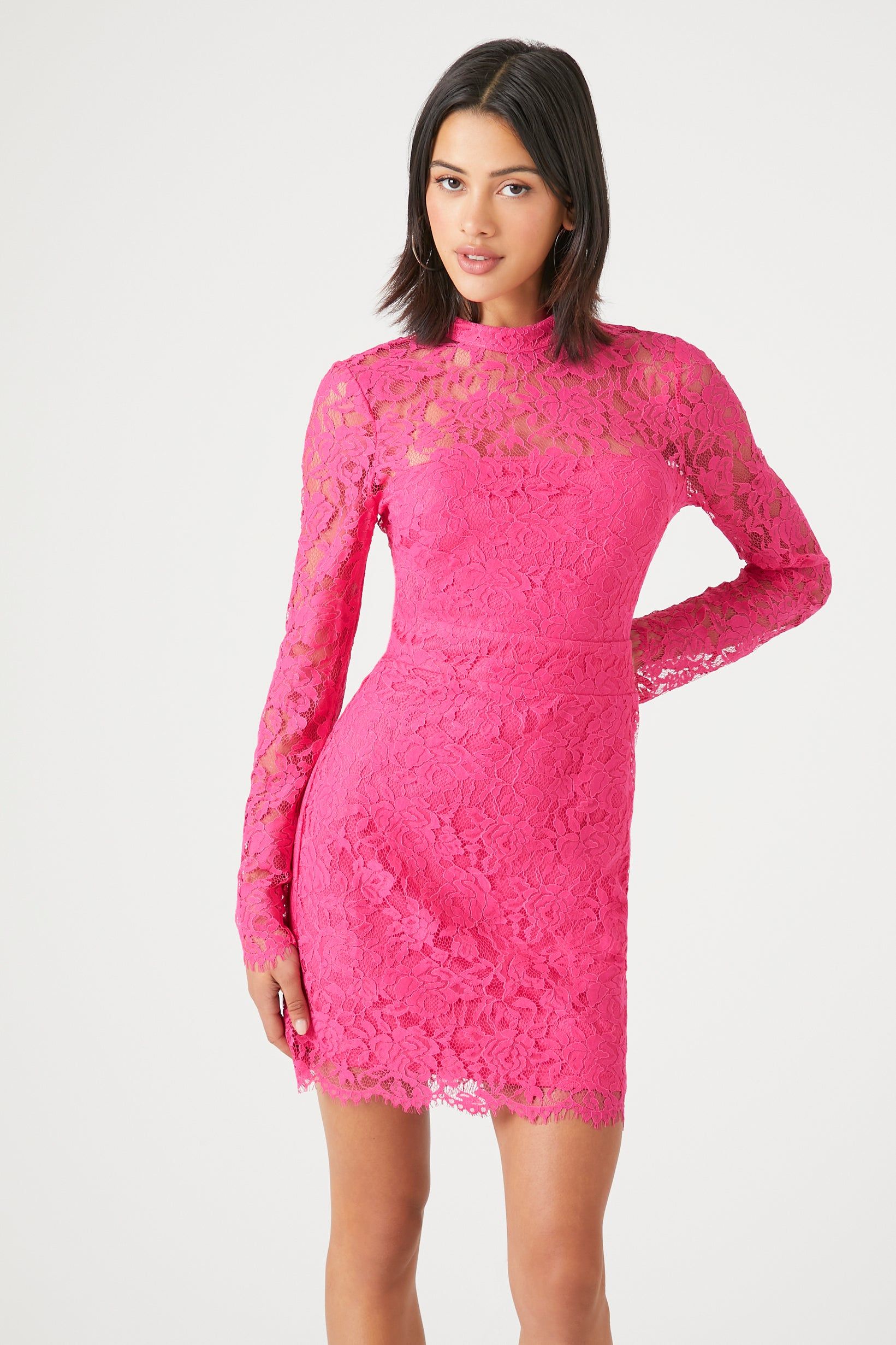 Lace Mock Neck Long Sleeve Dress sold by Urban Planet