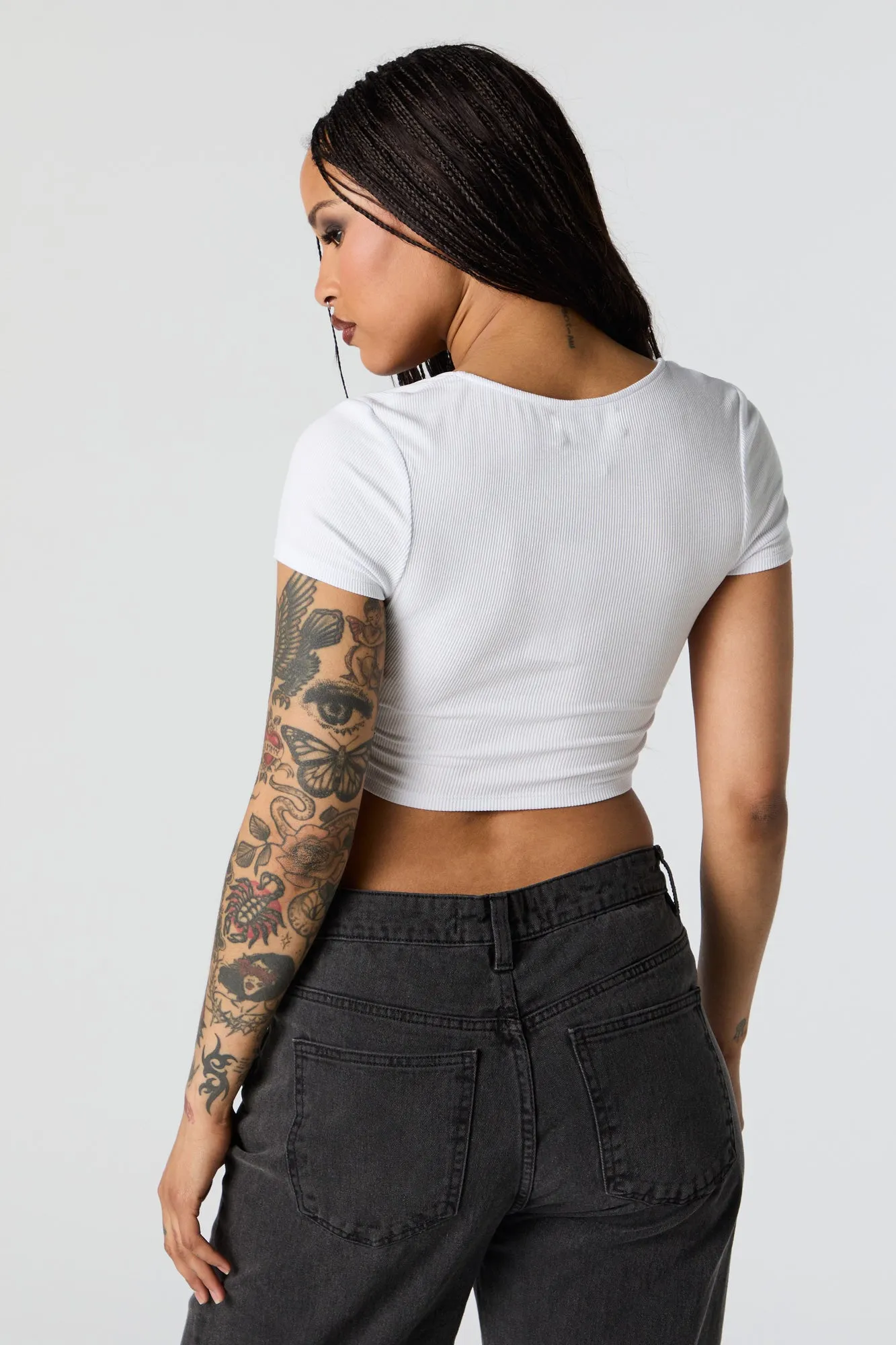 Ribbed Corset Short Sleeve Crop Top sold by Urban Planet product image thumbnail 2