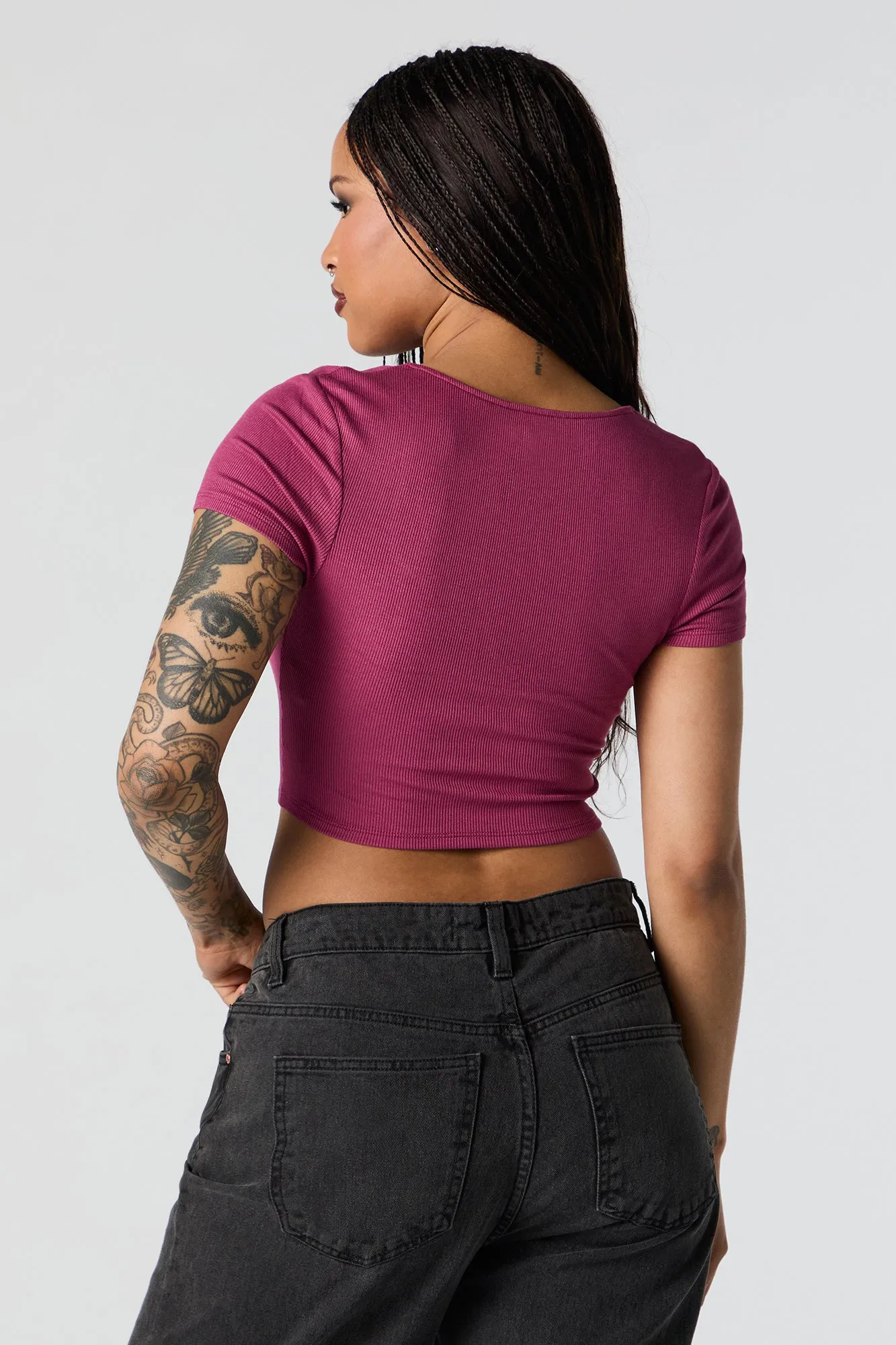 Ribbed Corset Short Sleeve Crop Top sold by Urban Planet product image thumbnail 5
