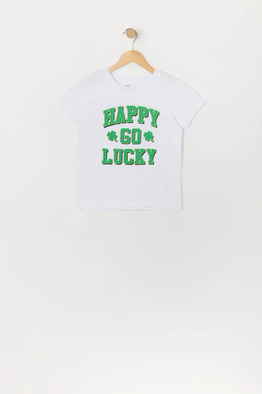 Girls St Patrick's Day Happy Go Lucky Graphic T-Shirt sold by Urban Planet